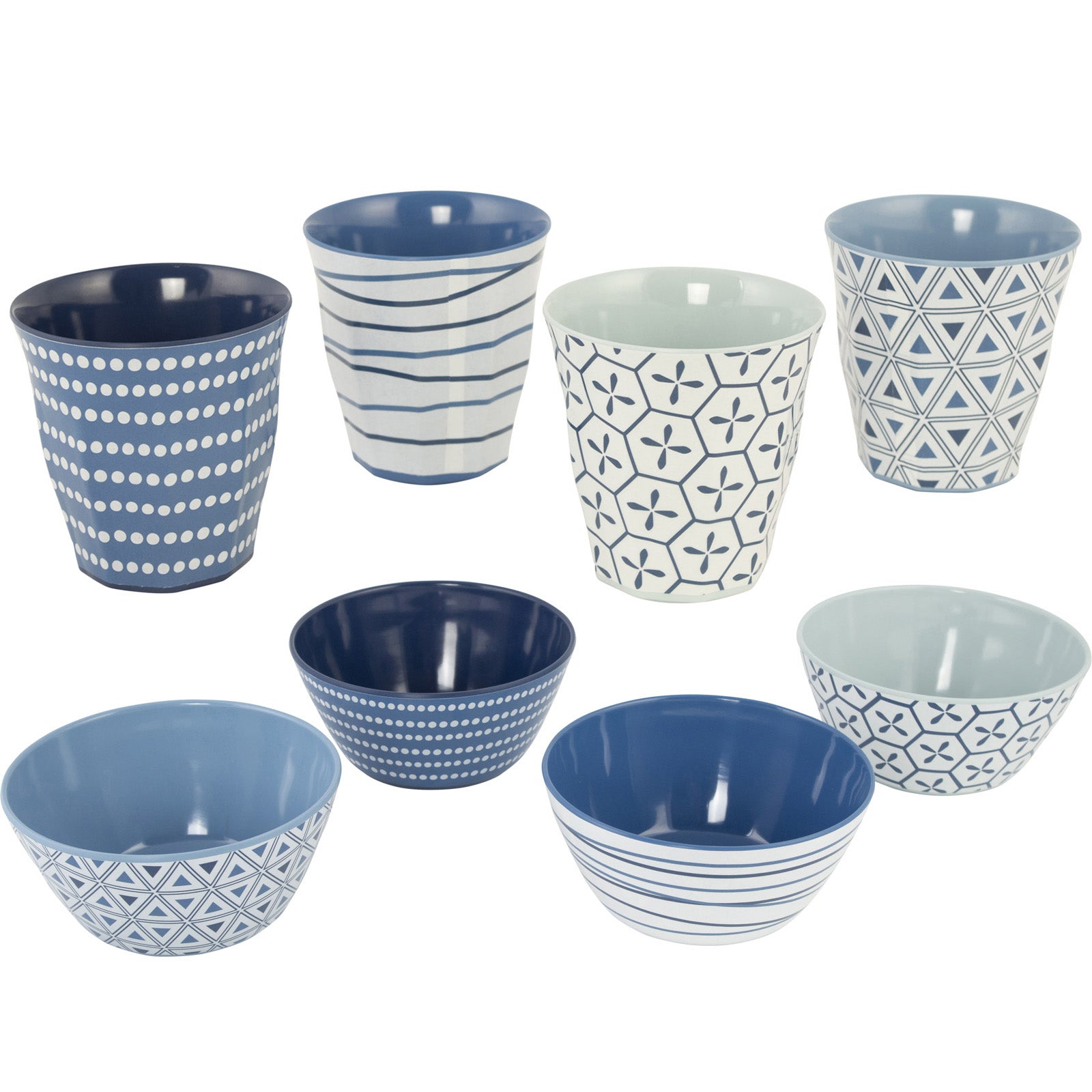 BO-CAMP Melamin Campinggeschirr Set Mix&Match Essgeschirr Teller Becher 16tlg