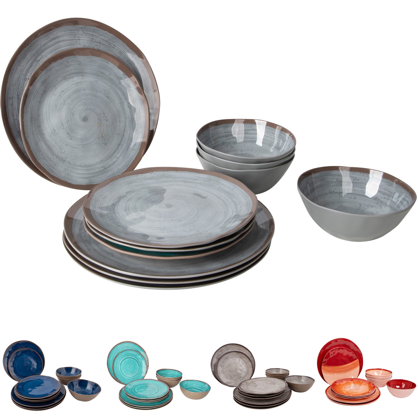 BO-CAMP Melamine Tableware Set Halo Camping Dinnerware Travel Picnic Plates