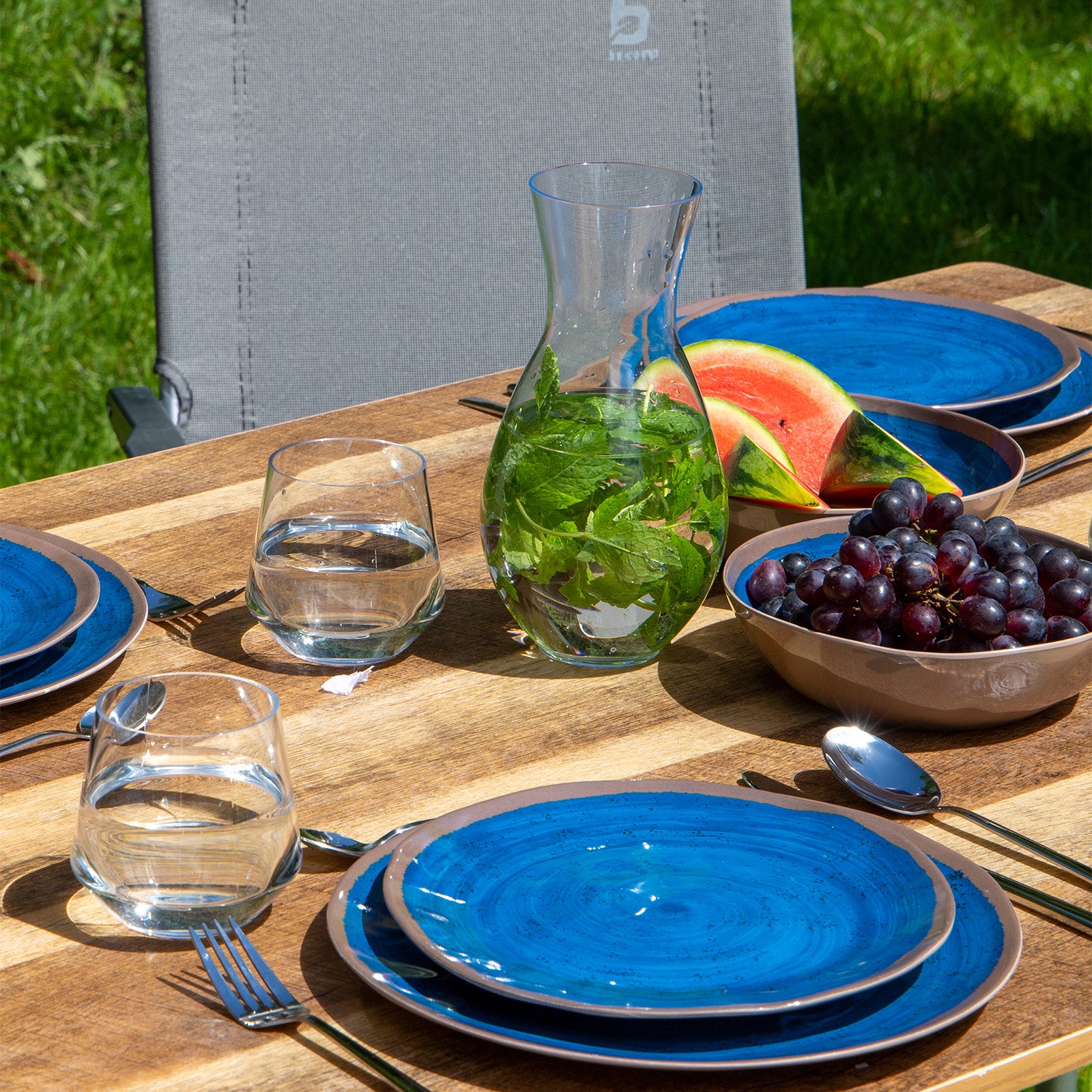 BO-CAMP Melamin Geschirr Set Halo Camping Essgeschirr Reise Picknick Teller