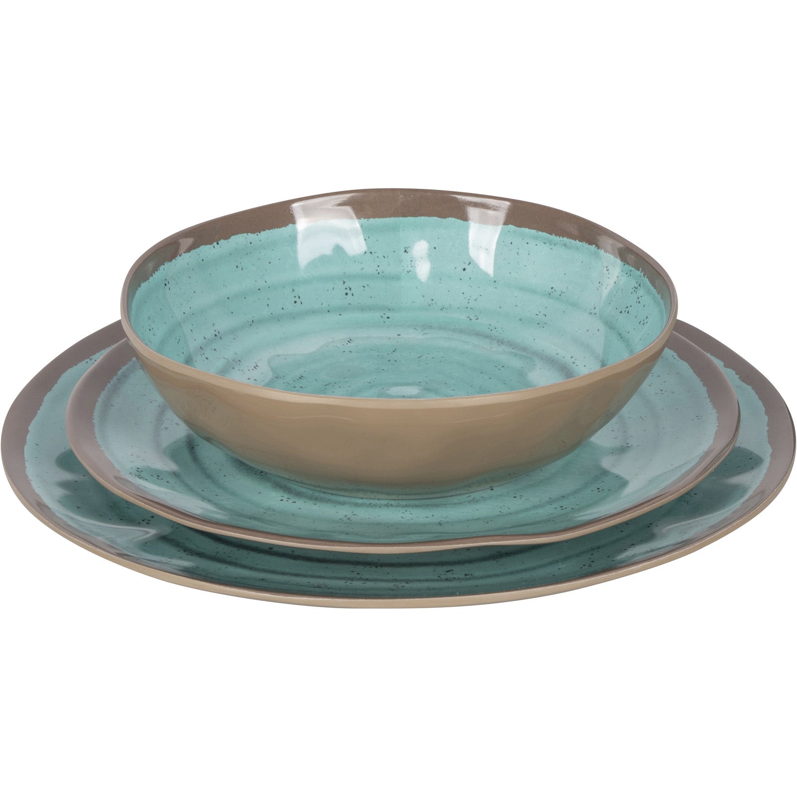 BO-CAMP Melamin Geschirr Set Halo Camping Essgeschirr Reise Picknick Teller