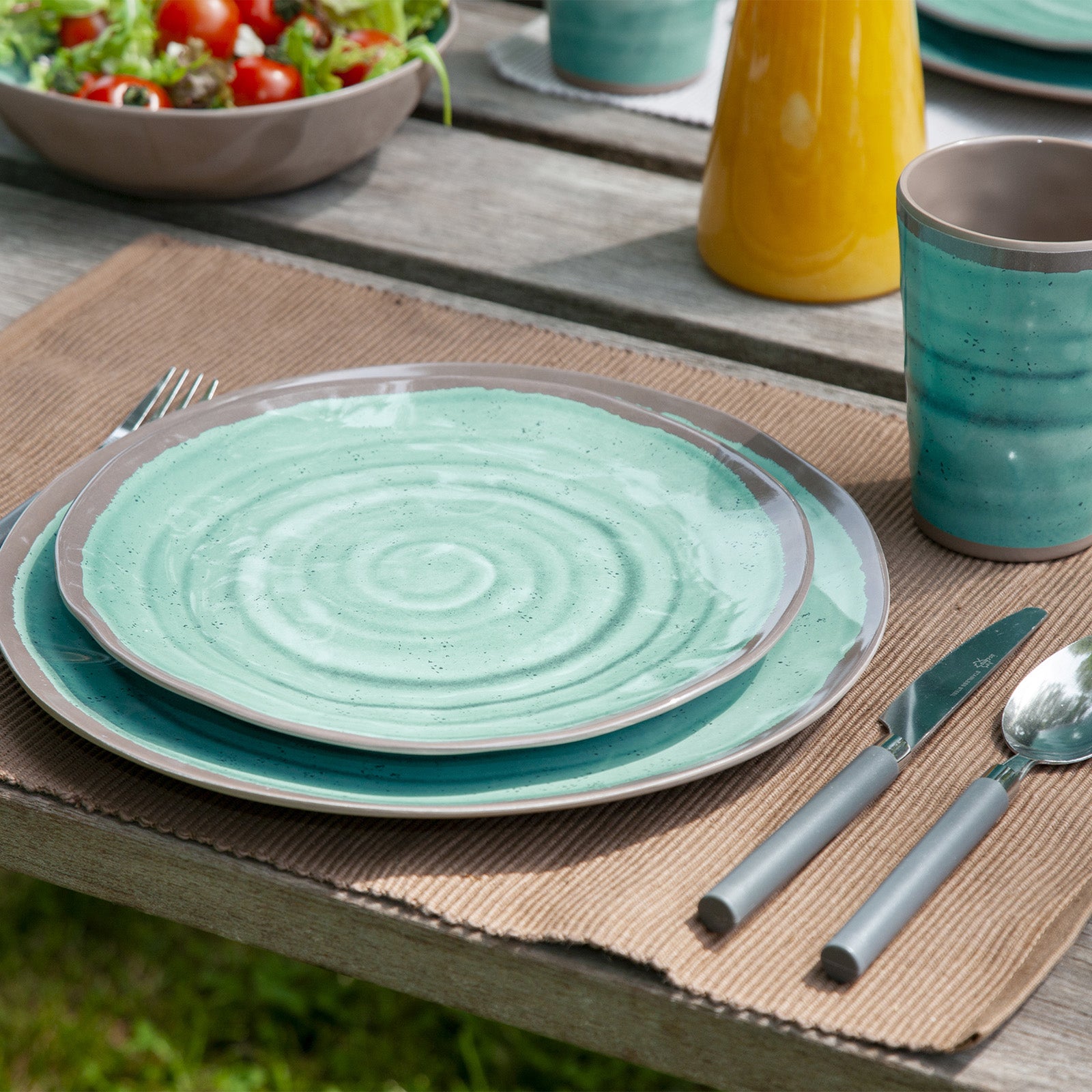 BO-CAMP Melamin Geschirr Set Halo Camping Essgeschirr Reise Picknick Teller