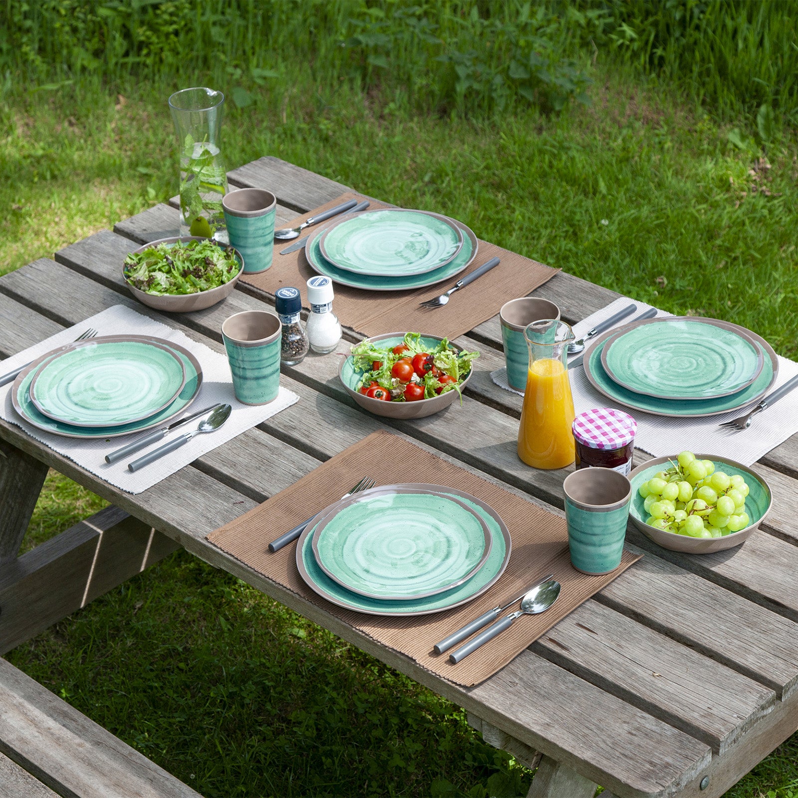 BO-CAMP Melamin Geschirr Set Halo Camping Essgeschirr Reise Picknick Teller