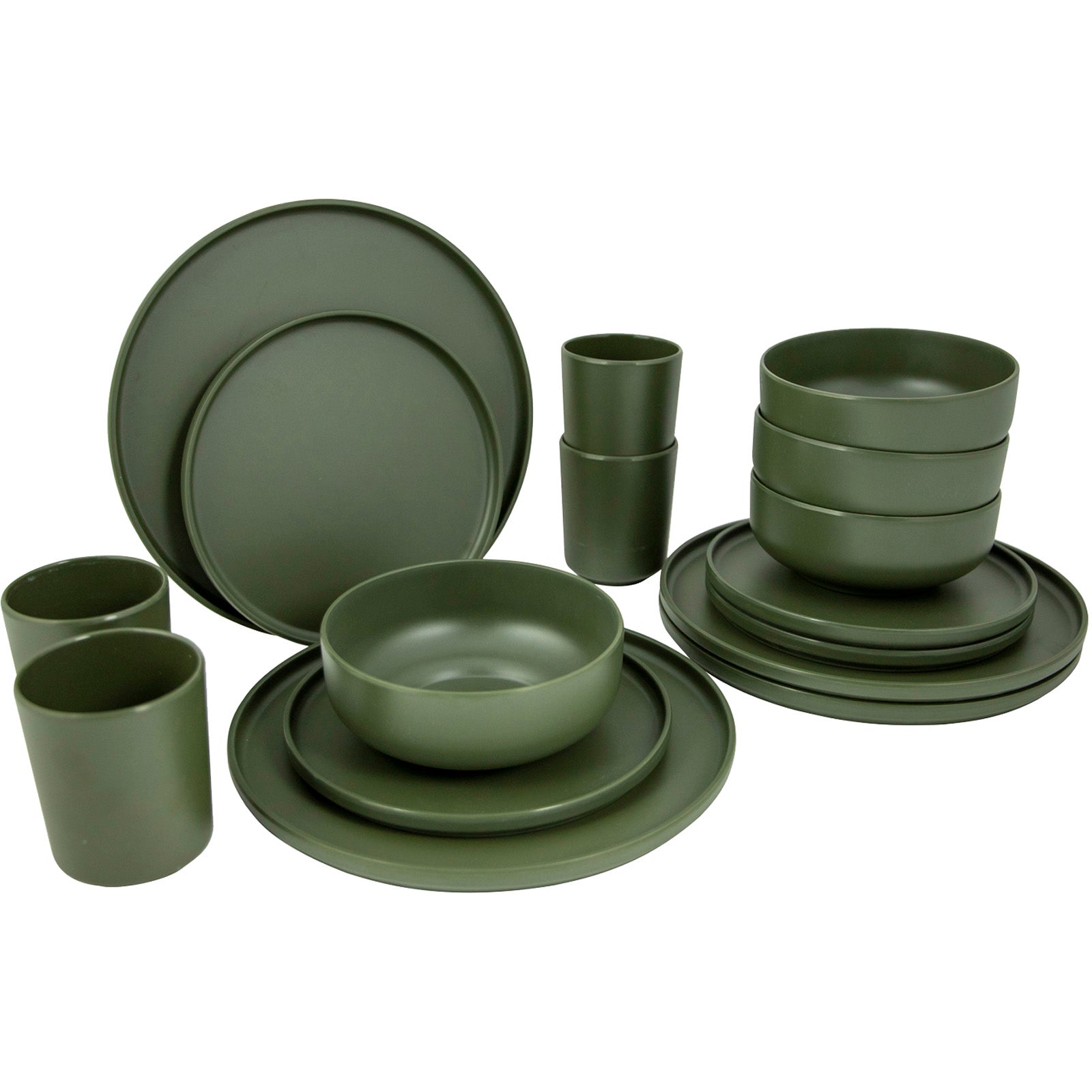 BO-CAMP Melamine Camping Tableware Set Patom Travel Dinnerware Plates Cups 16pcs