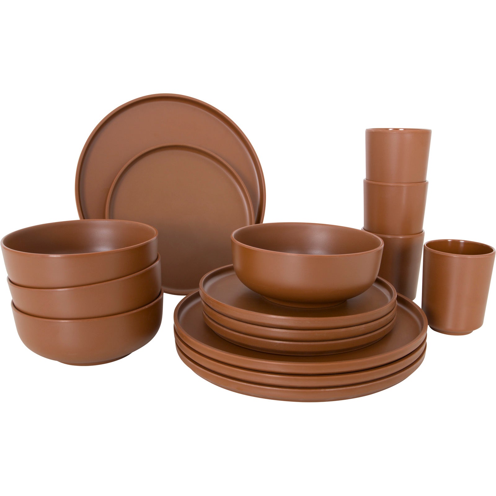 BO-CAMP Melamine Camping Tableware Set Patom Travel Dinnerware Plates Cups 16pcs