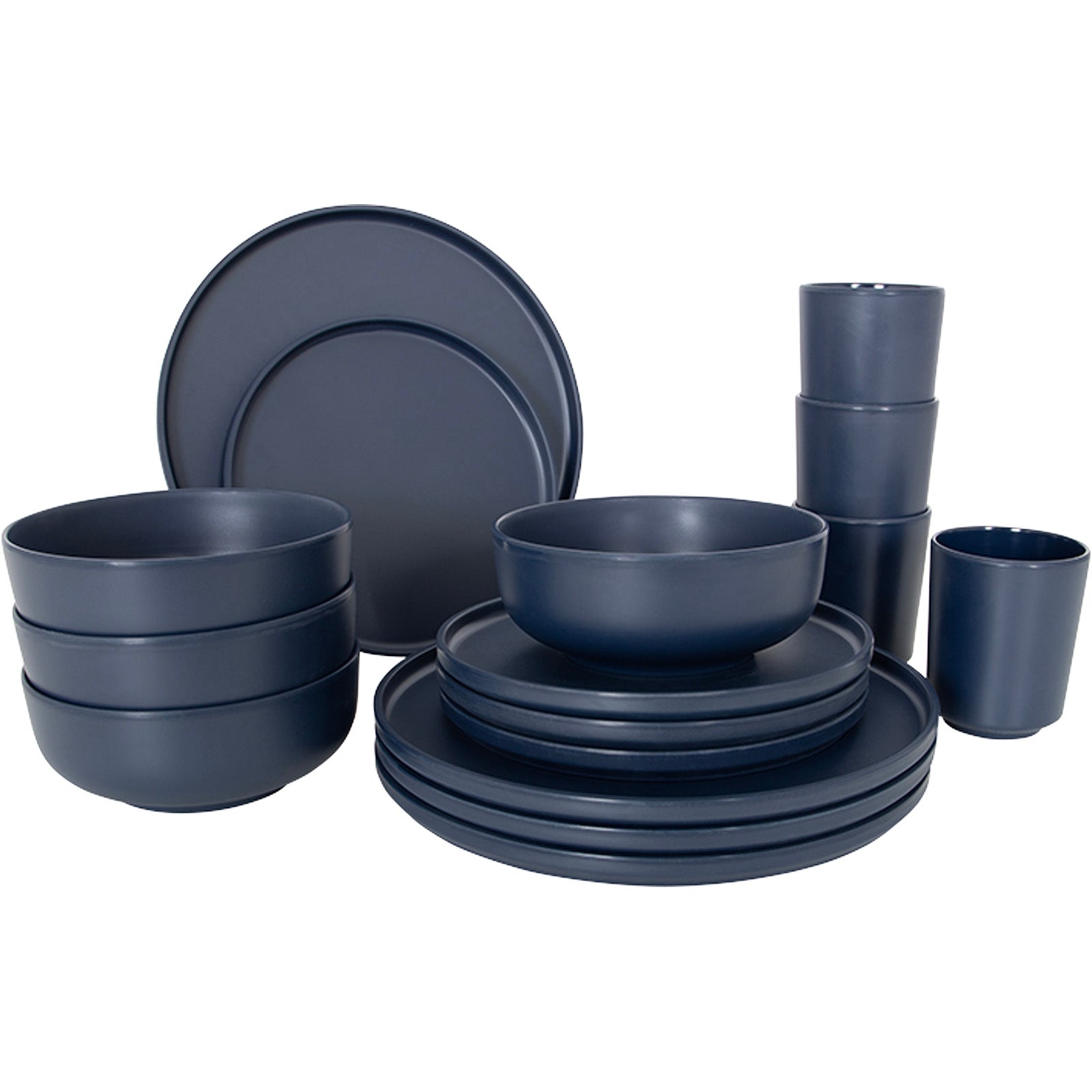 BO-CAMP Melamine Camping Tableware Set Patom Travel Dinnerware Plates Cups 16pcs
