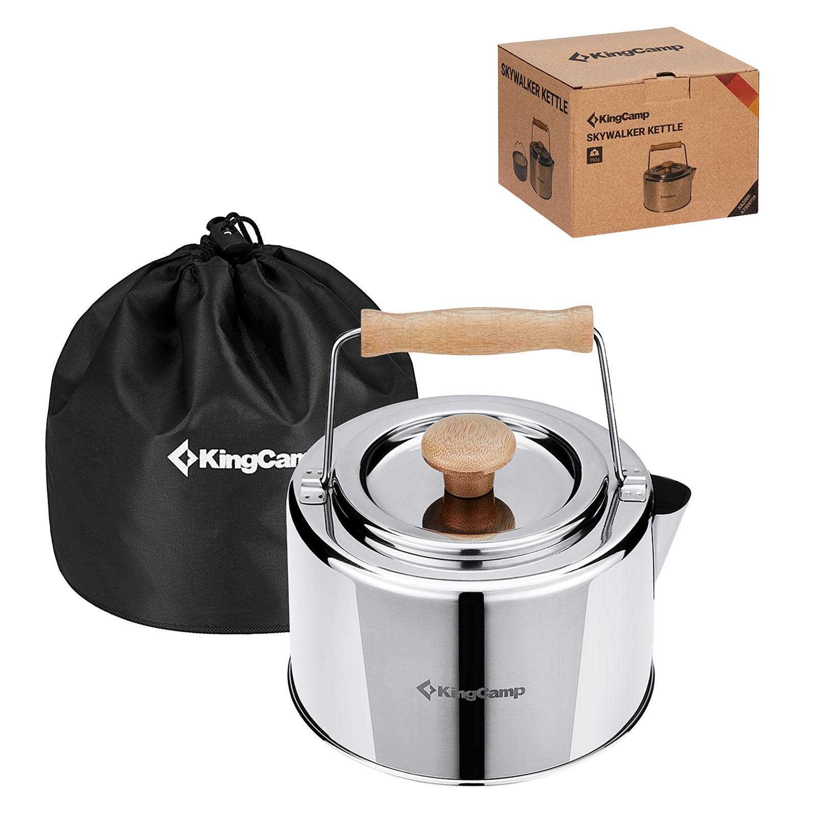 KINGCAMP Theepot 1,2 l Campingketel Theepot Waterkoker Theezeef Pot Staal