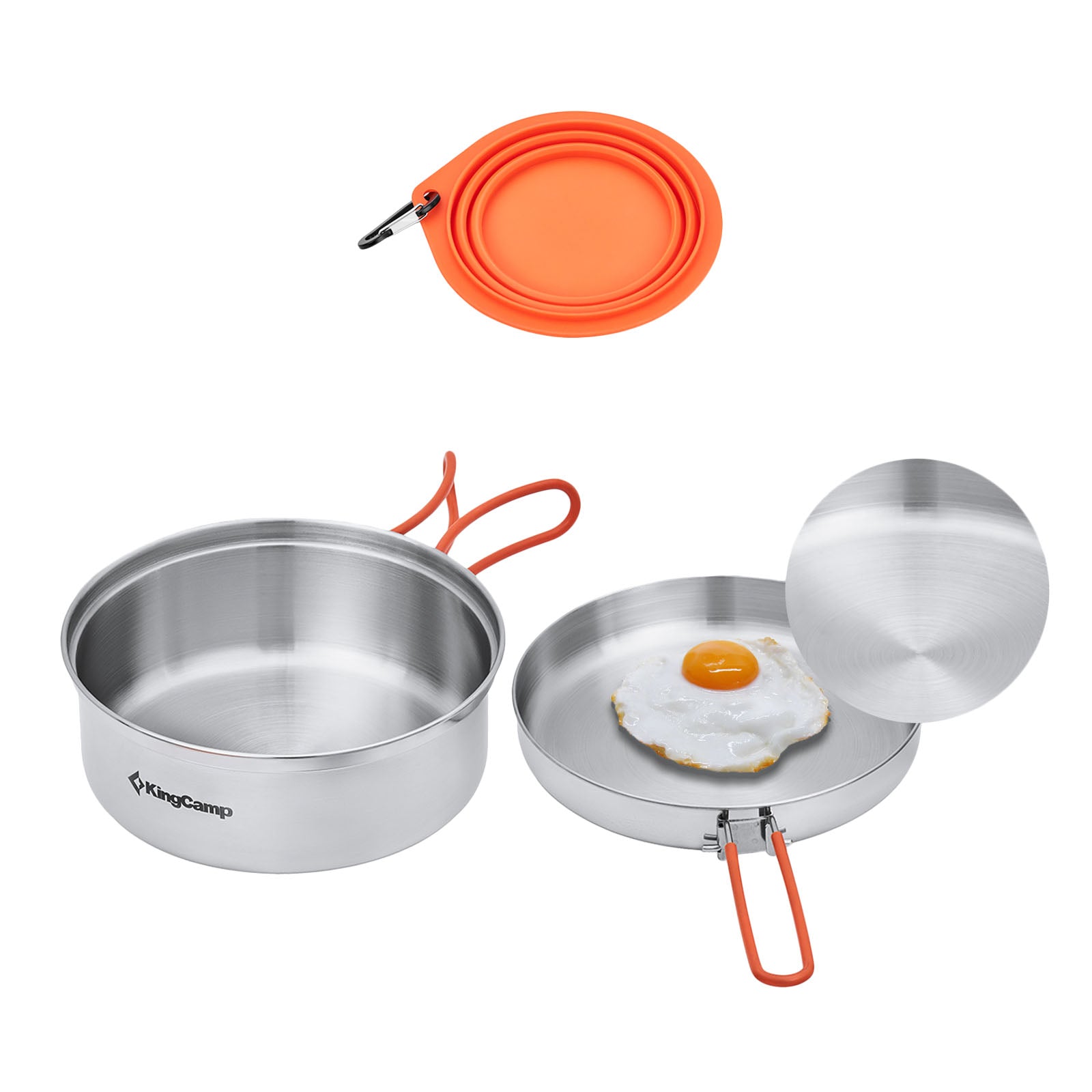 KINGCAMP Camping Kochset Adventurer I Pro Koch Geschirr Set Stahl Topf Pfanne