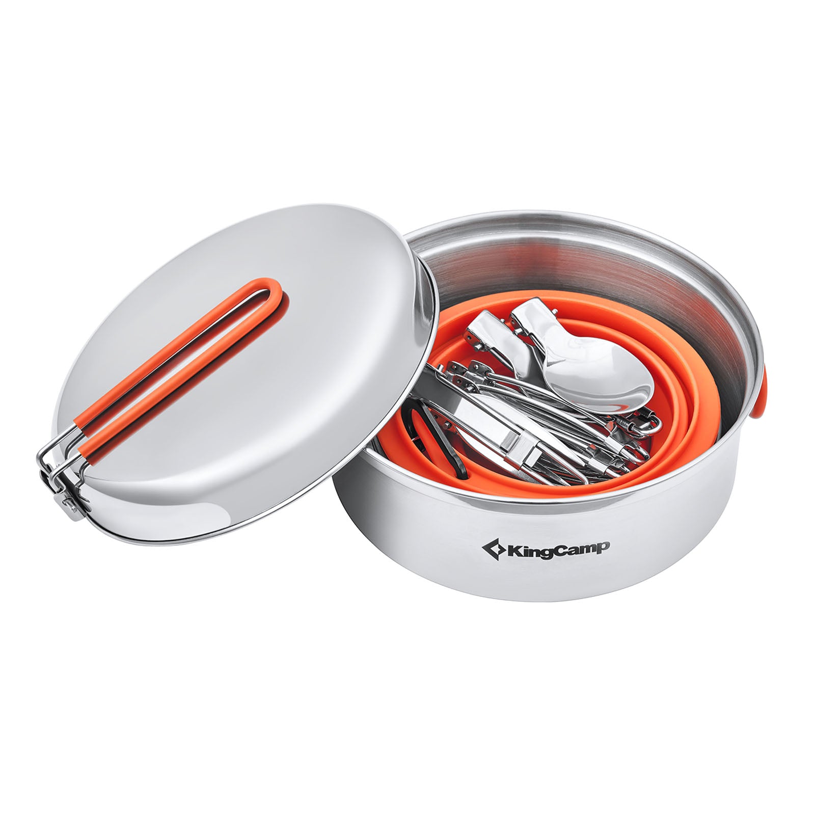 KINGCAMP Camping Kochset Adventurer I Pro Koch Geschirr Set Stahl Topf Pfanne