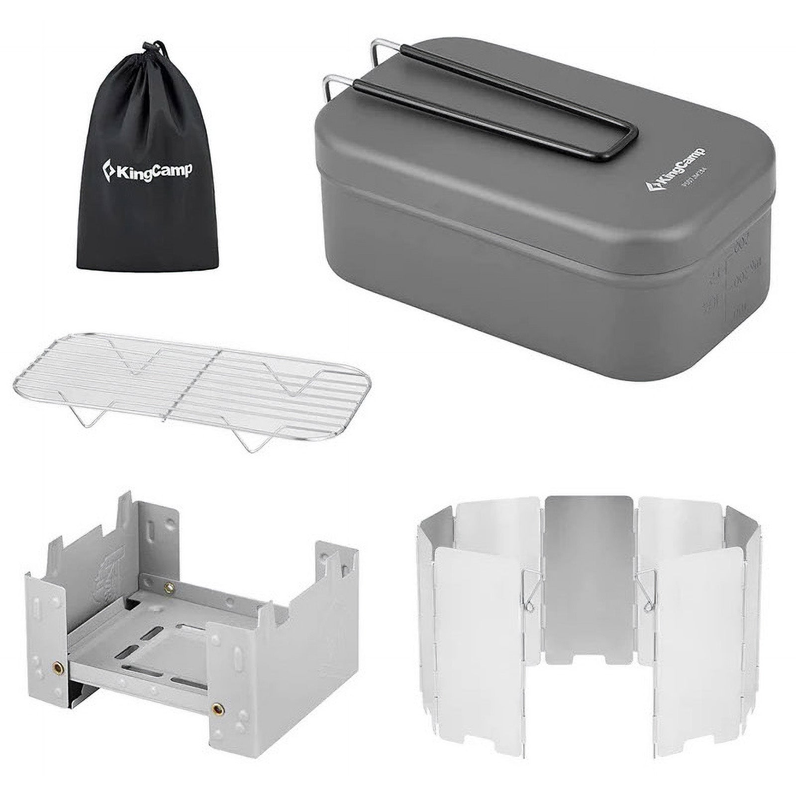 KINGCAMP Camping Kochset Mess Tin Set Outdoor Kocher Topf Faltbar Alu 500 ml