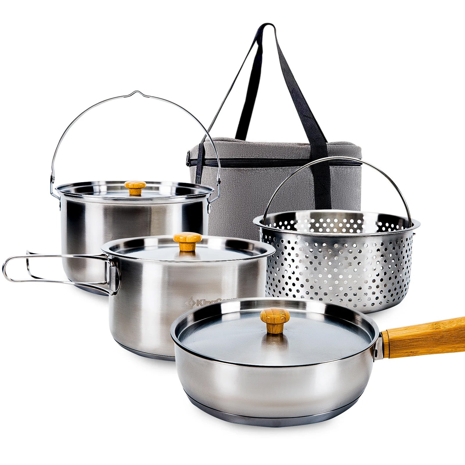 KINGCAMP Camping Kochset Basecamp I Outdoor Geschirr Set Topf Pfanne E