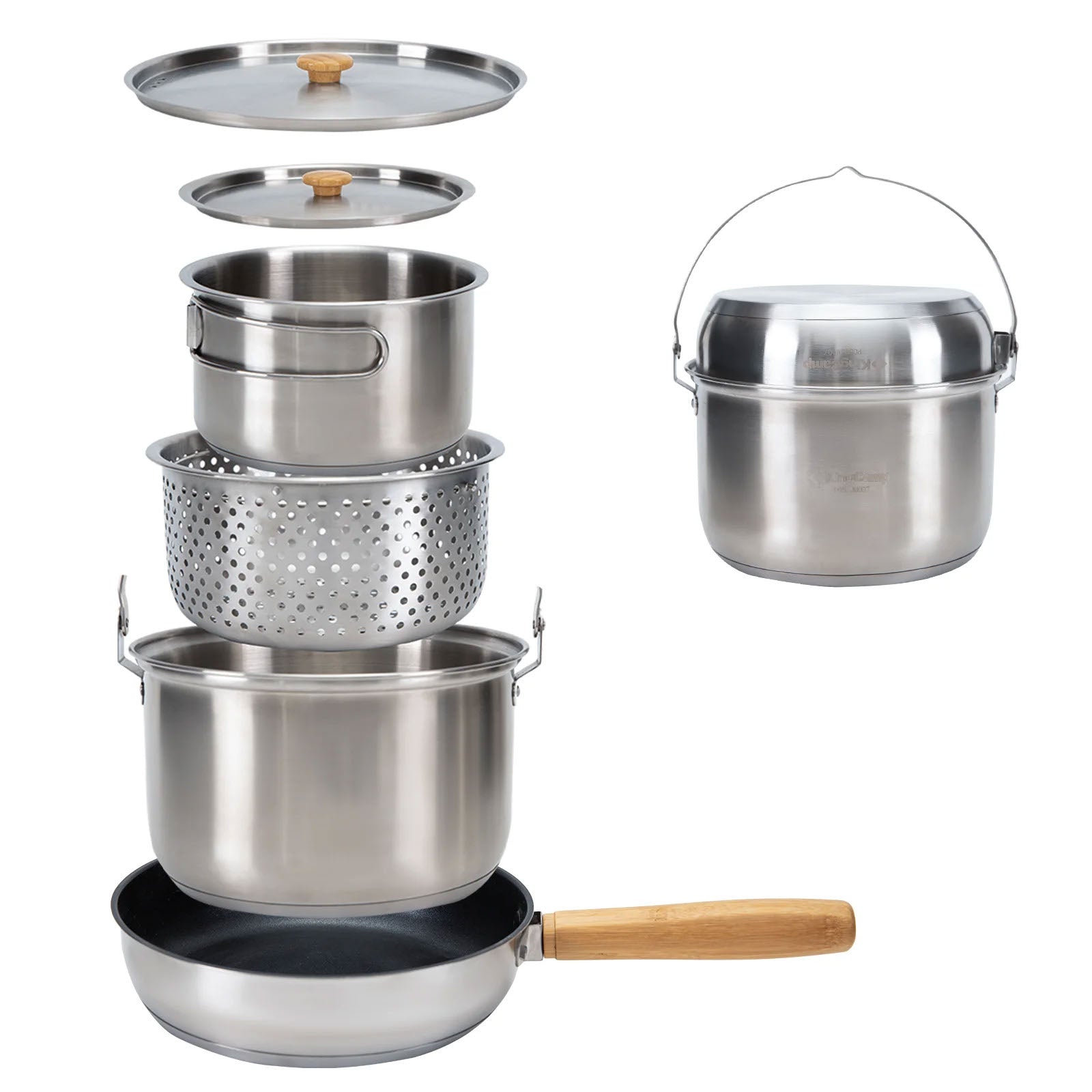 KINGCAMP Camping Kochset Basecamp I Outdoor Geschirr Set Topf Pfanne Edelstahl