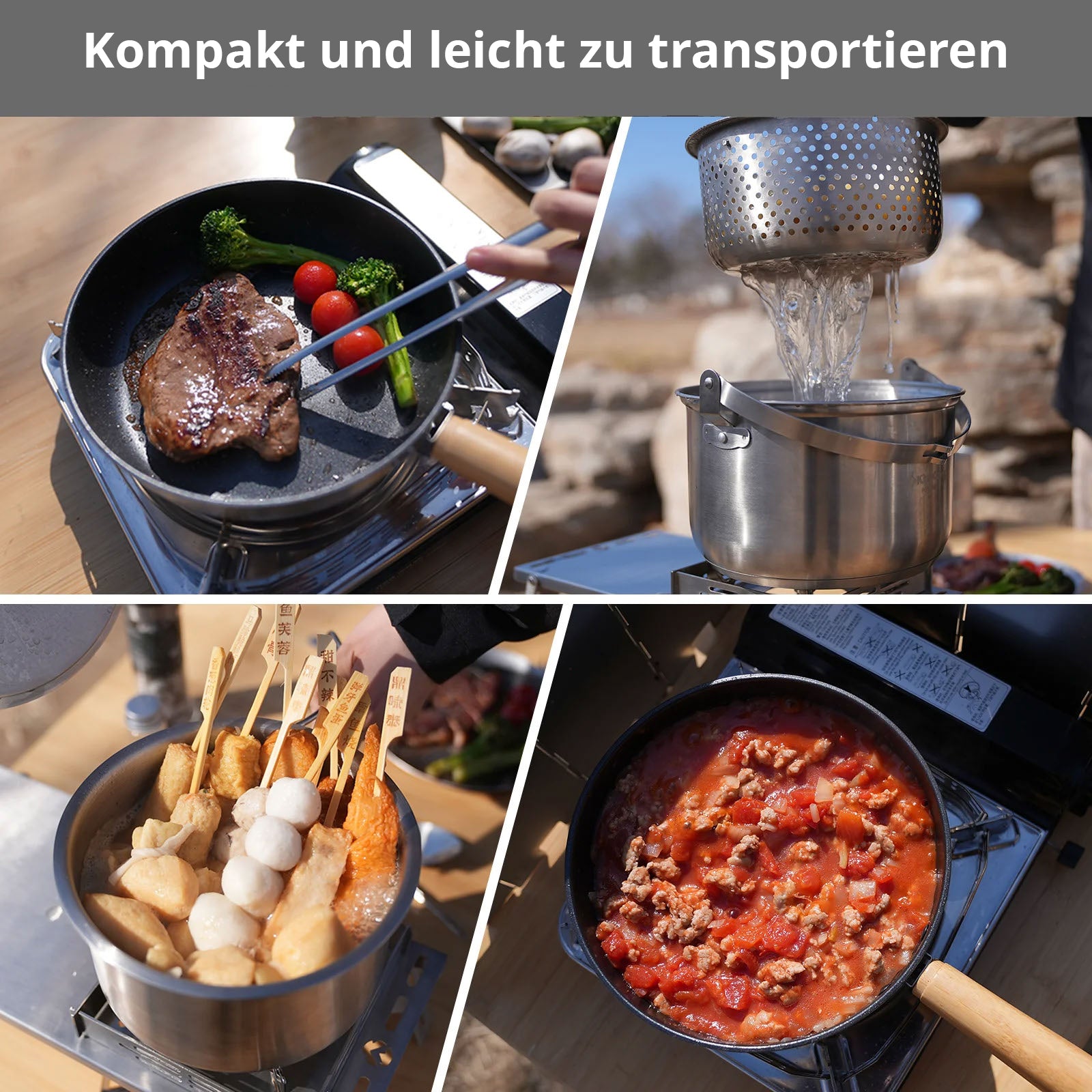 KINGCAMP Camping Kochset Basecamp II Outdoor Set Topf Pfanne Teekanne Edelstahl