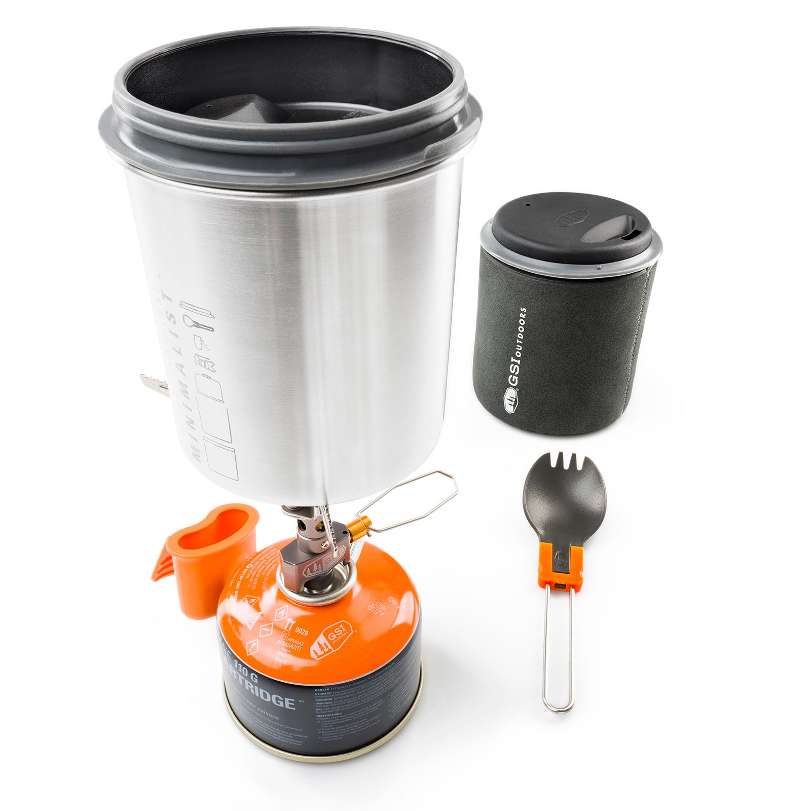 GSI Camping Cookware Set Glacier Minimalist II Trekking Pot Stackable 5-piece