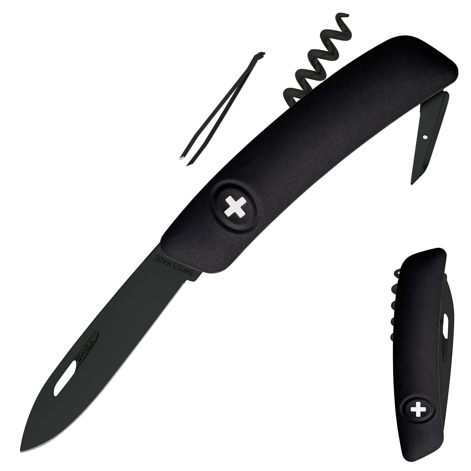 Couteau suisse SWIZA D01 AllBlack - Couteau de poche pliant 6 fonctions