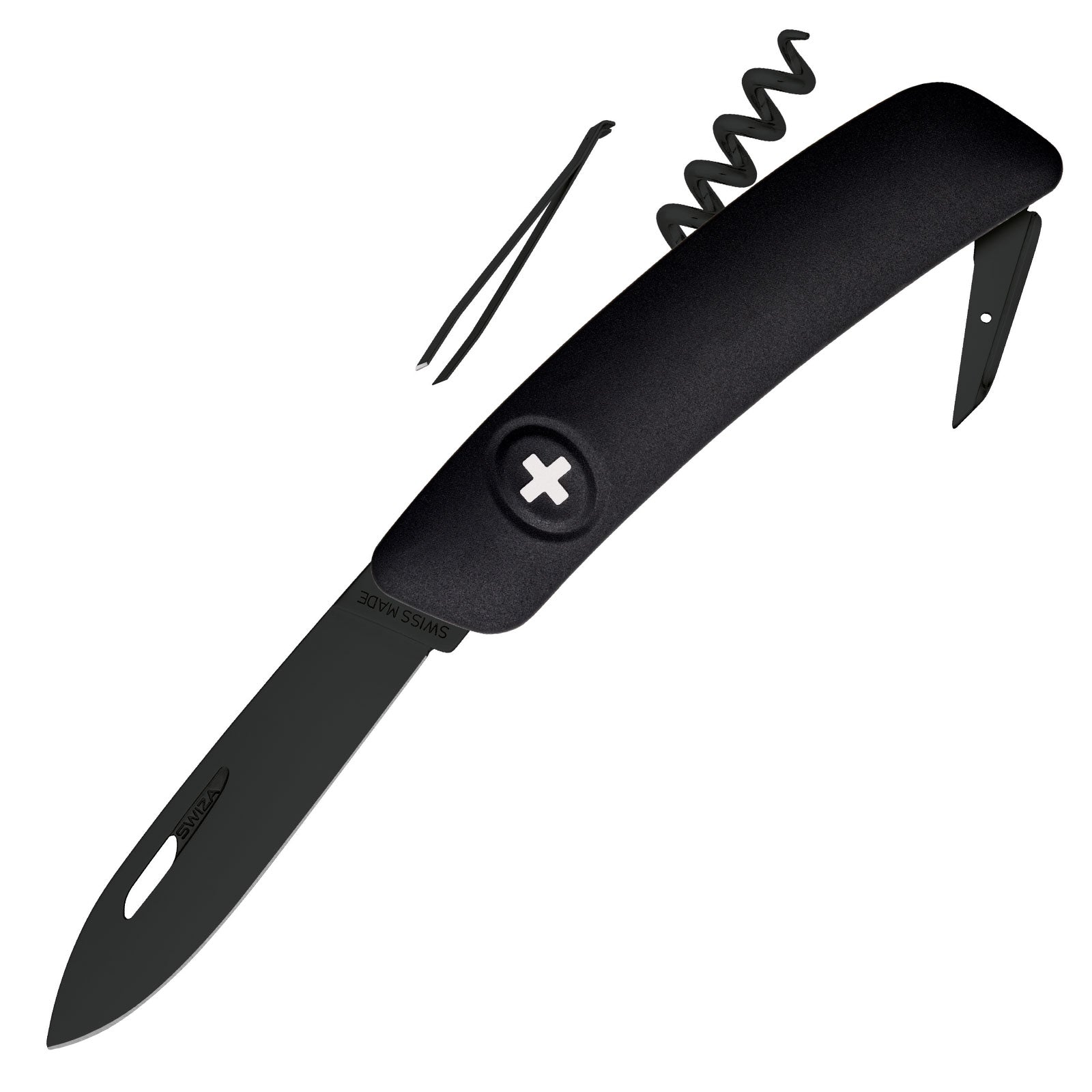 SWIZA Swiss Knife D01 AllBlack - Pocket Knife Folding Knife 6 Functions