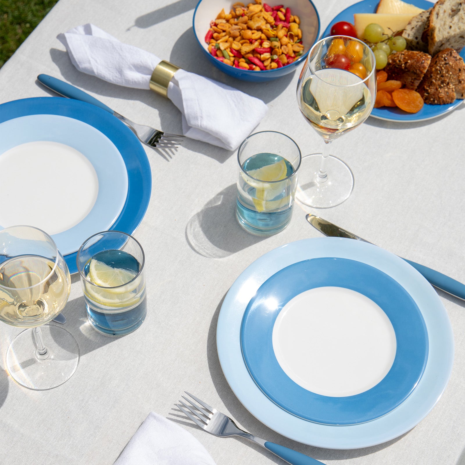 GIMEX Melamin Geschirr Set Sky 12tlg Camping Essgeschirr Reise Picknick Teller