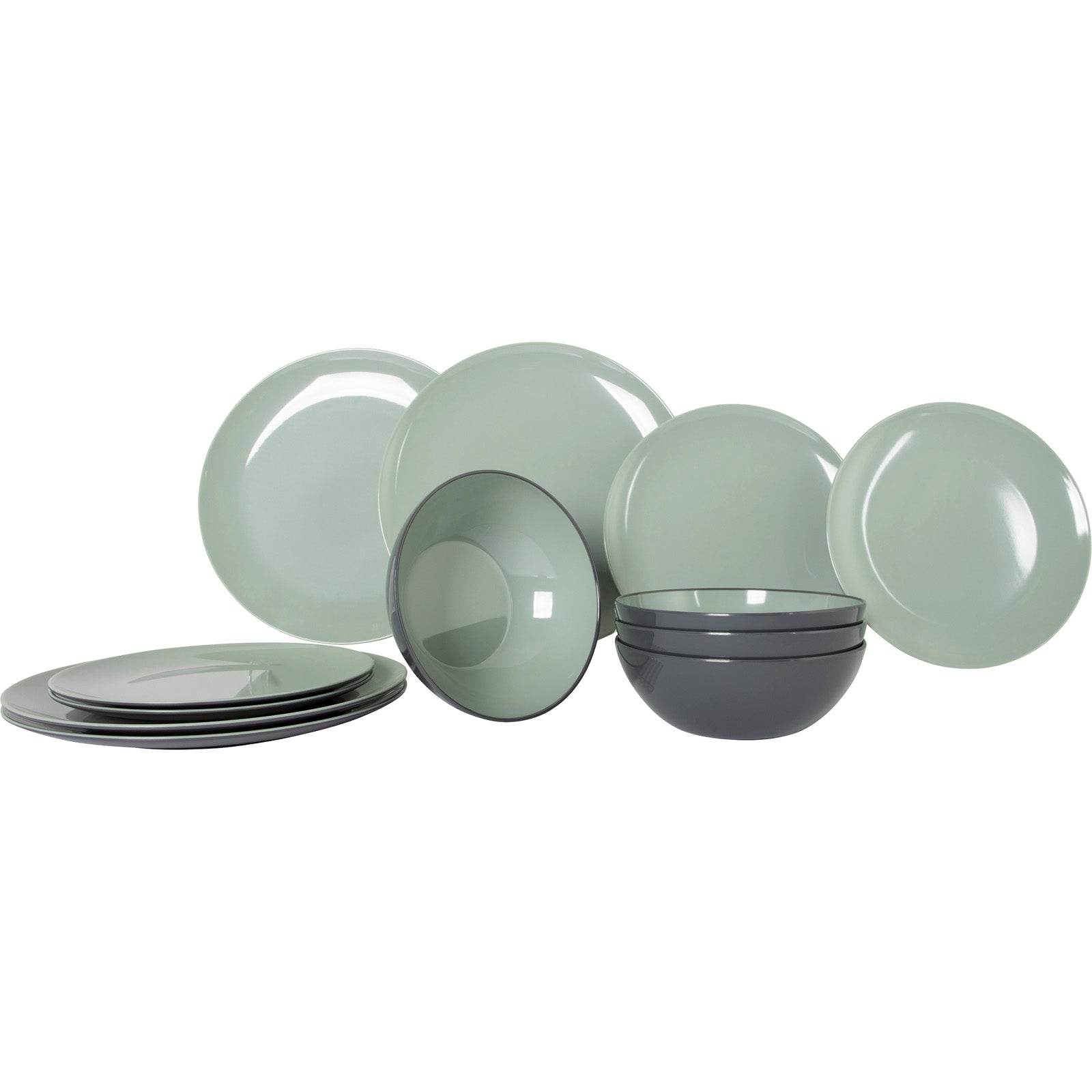 Service de table en mélamine GIMEX Vivid Line 12 pièces, vaisselle de camping, assiette de pique-nique