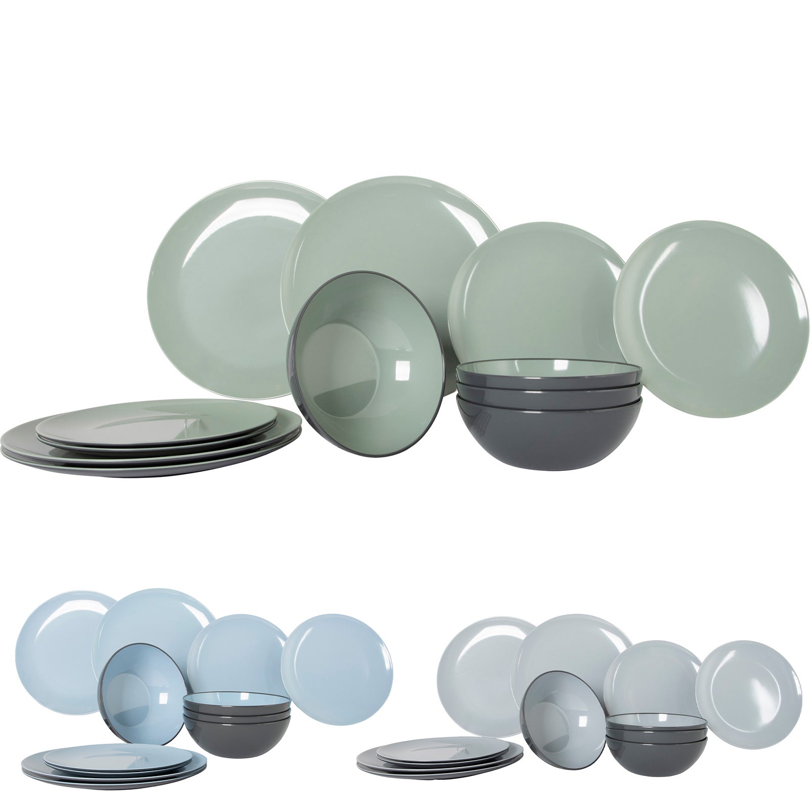 GIMEX Melamin Geschirr Set Vivid Line 12tlg Camping Essgeschirr Picknick Teller