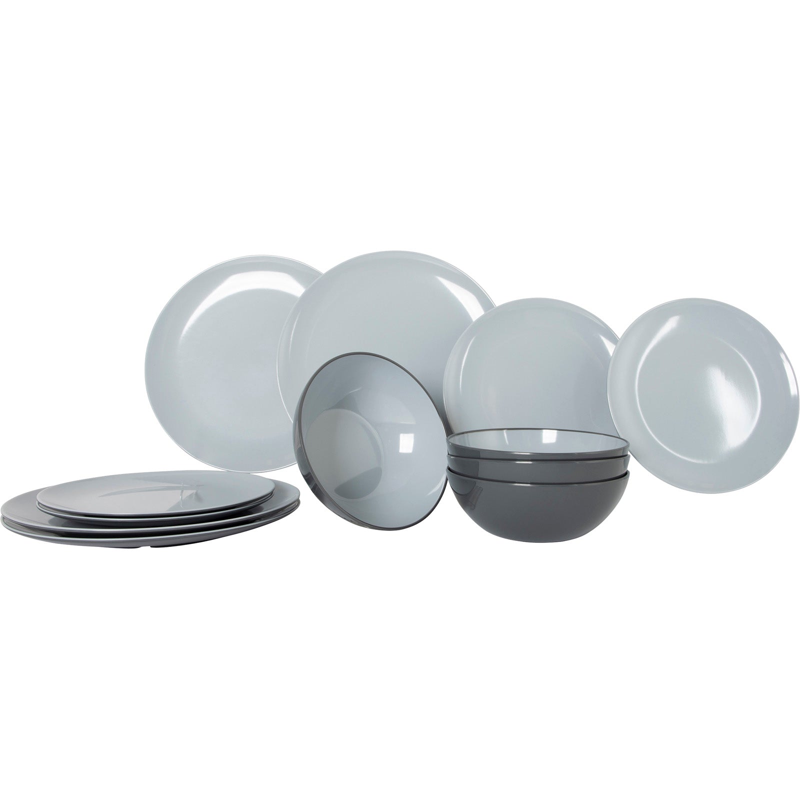 Service de table en mélamine GIMEX Vivid Line 12 pièces, vaisselle de camping, assiette de pique-nique