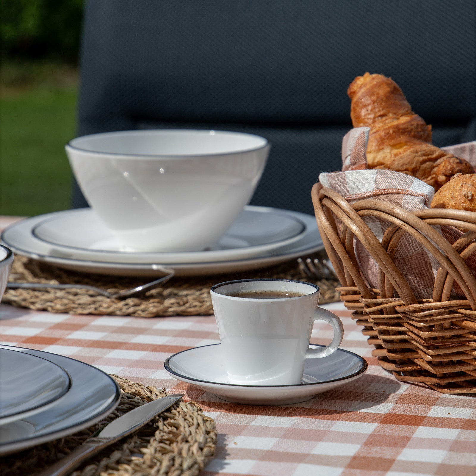 GIMEX Espressotassen Set Linea Line Camping Espresso Kaffee Tasse Unterteller