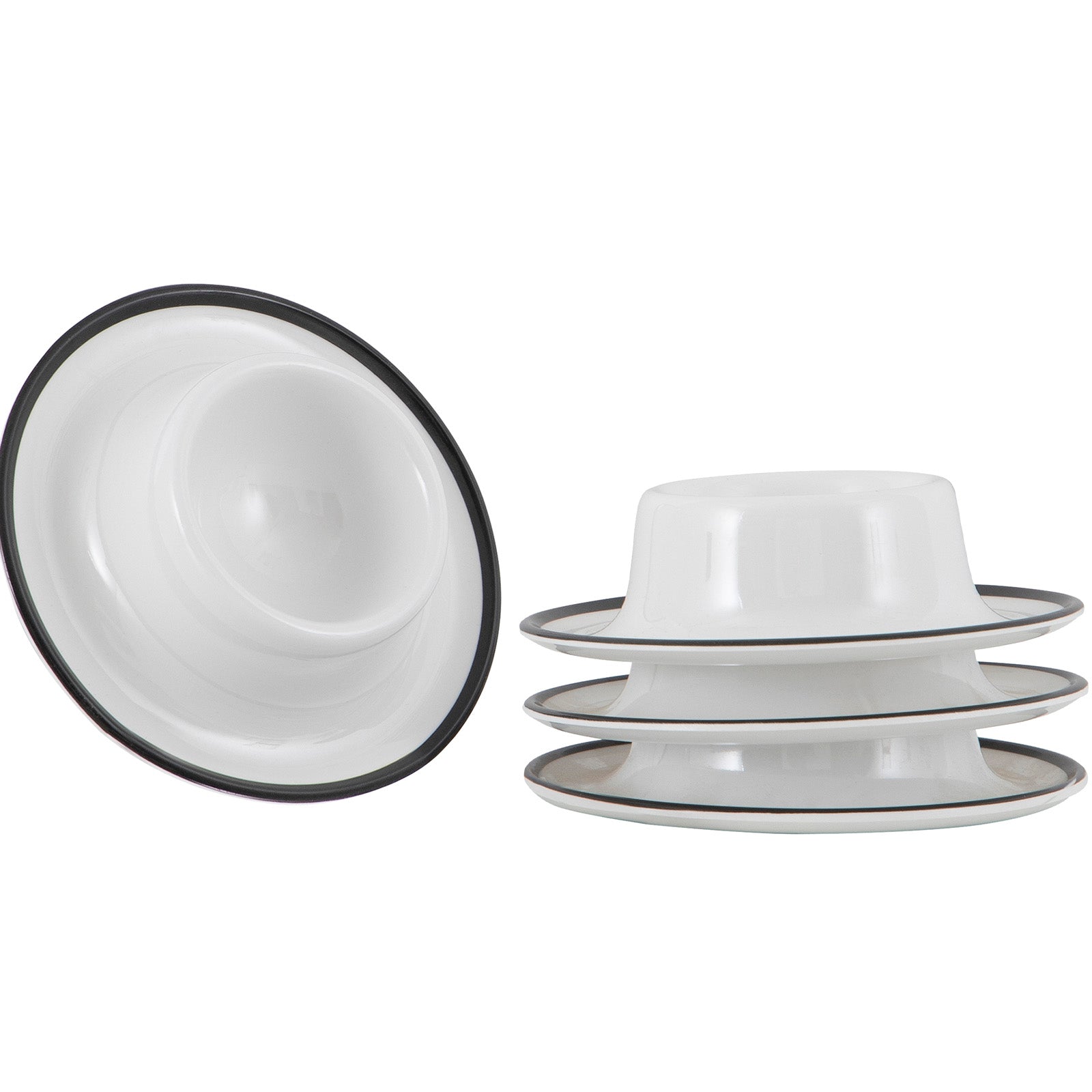GIMEX Egg Cup Set Linea Line 4-piece Camping Egg Stand Holder Round Melamine