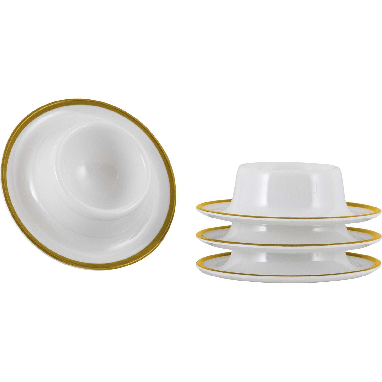 GIMEX Egg Cup Set Linea Line 4-piece Camping Egg Stand Holder Round Melamine