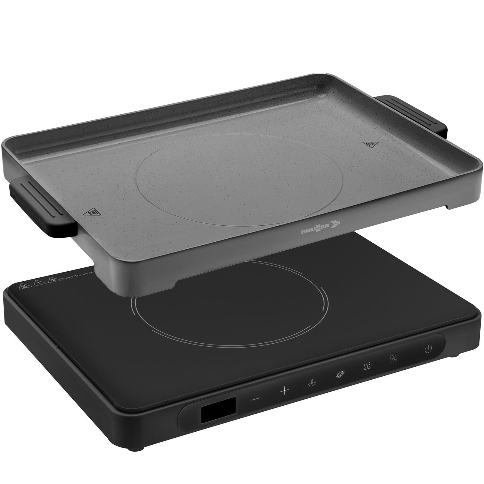 BRUNNER Camping Kochfeld HotPoint Induktions Elektro Grill Herd Tragbar Glas 2kW