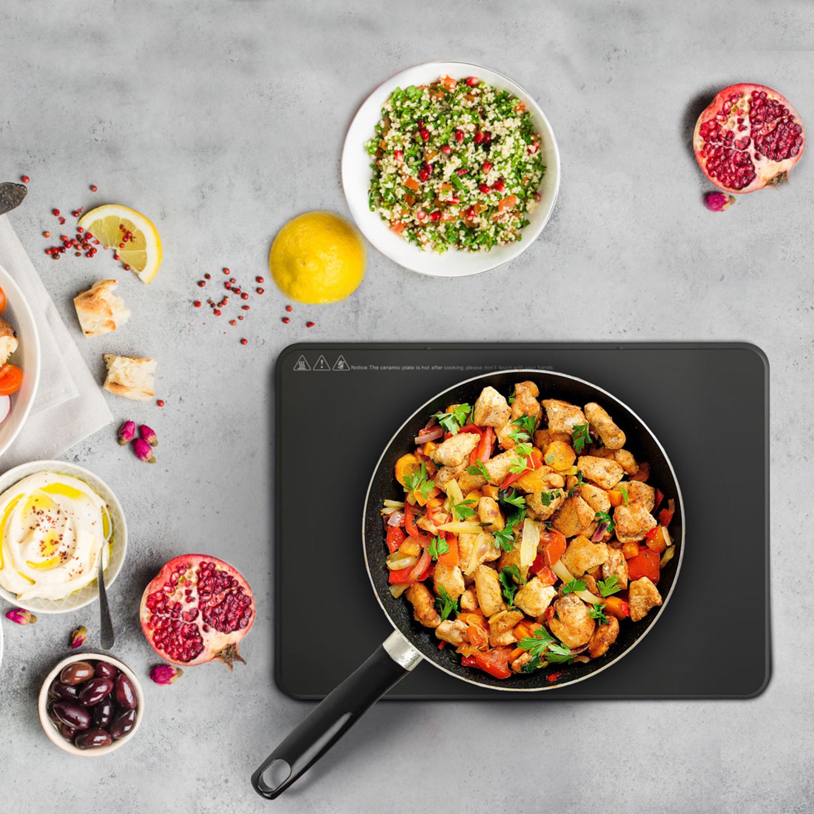 BRUNNER Camping Kochfeld HotPoint Induktions Elektro Grill Herd Tragbar Glas 2kW