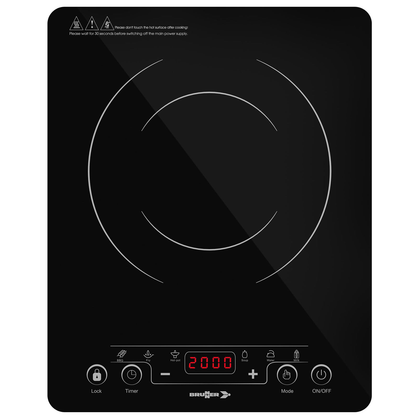 BRUNNER Camping Hob HotPoint Induction Electric Grill Stove Glass Ceramic 2kW
