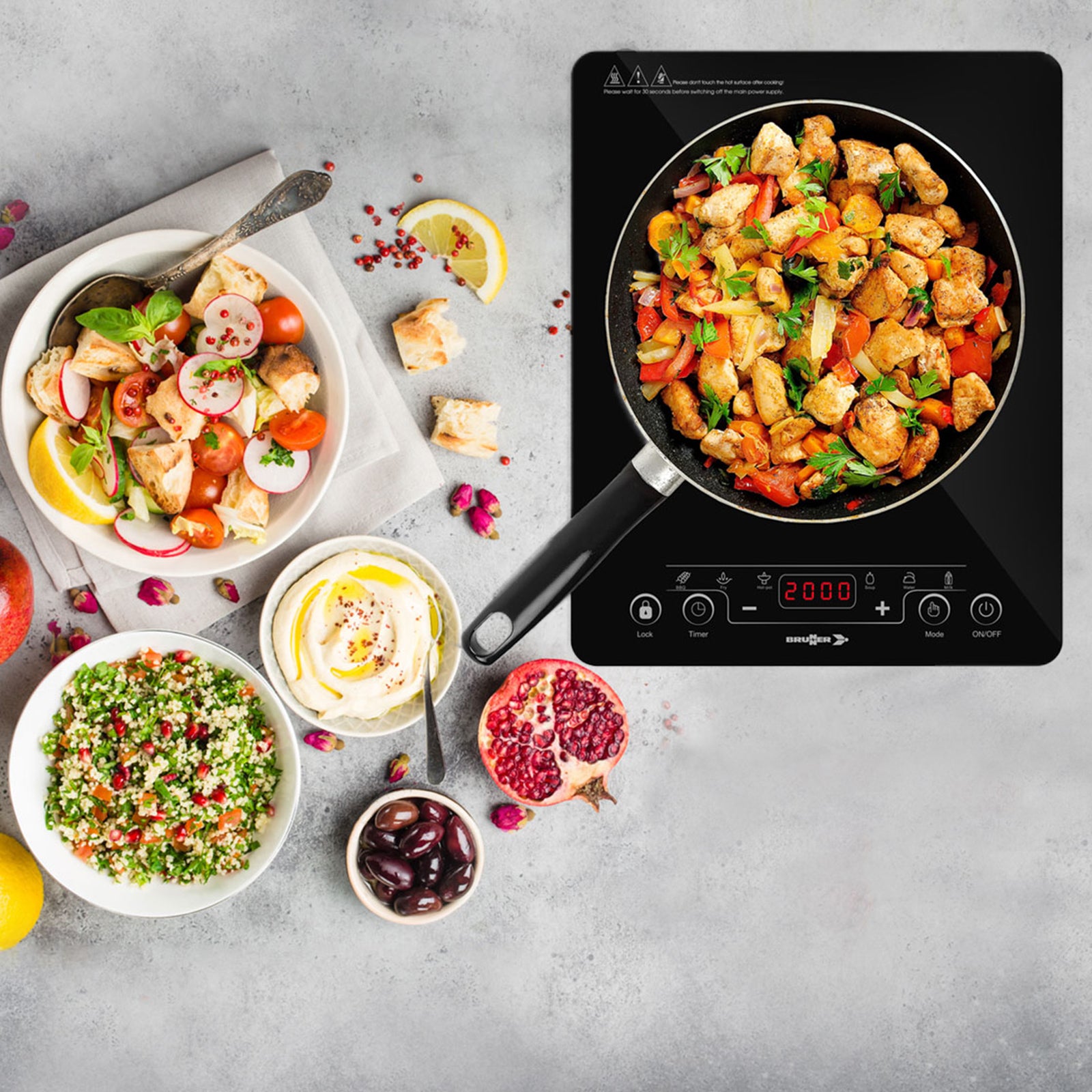 BRUNNER Camping Hob HotPoint Induction Electric Grill Stove Glass Ceramic 2kW