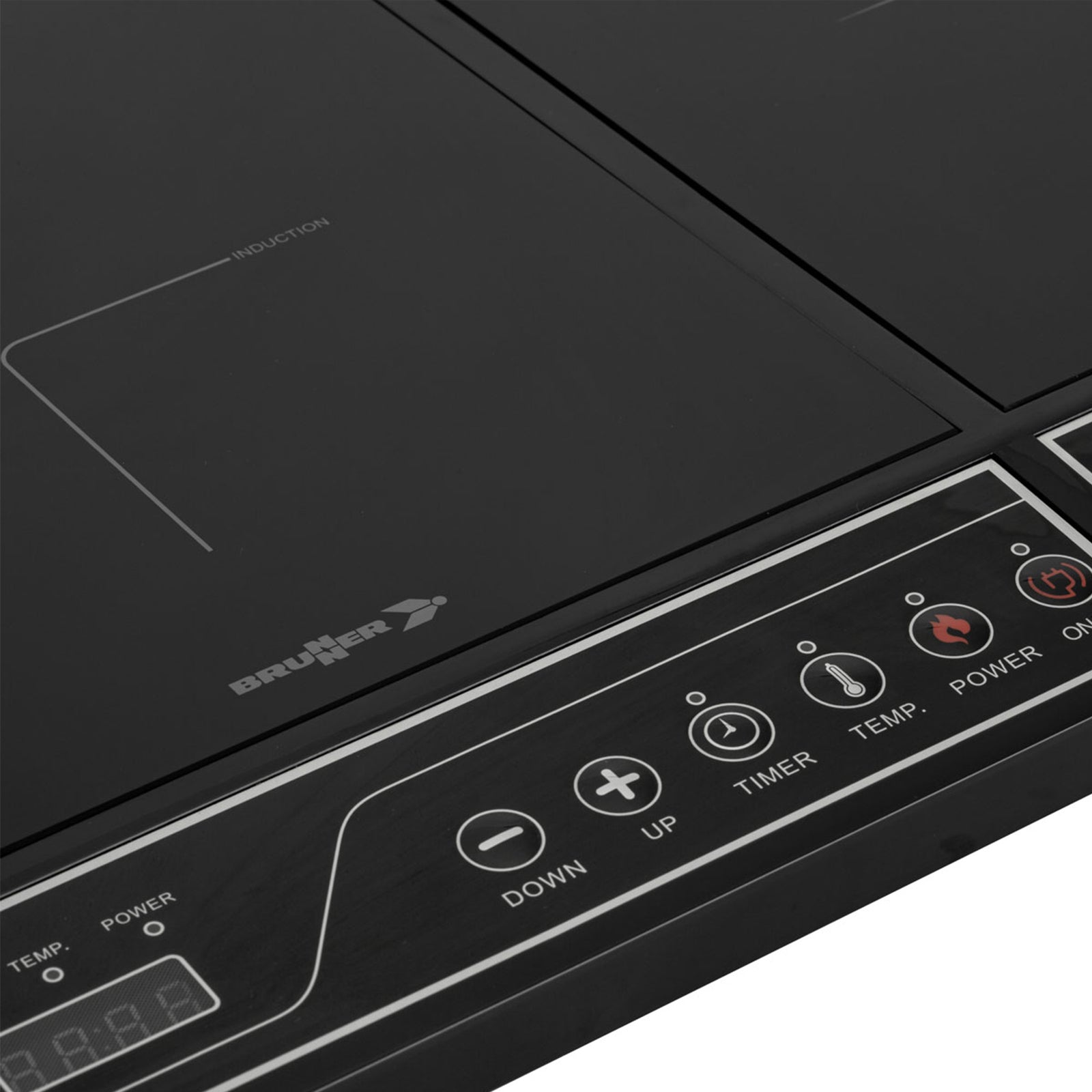 Plaque de cuisson de camping BRUNNER HotPoint, double induction, électrique, grill, verre, 2 kW