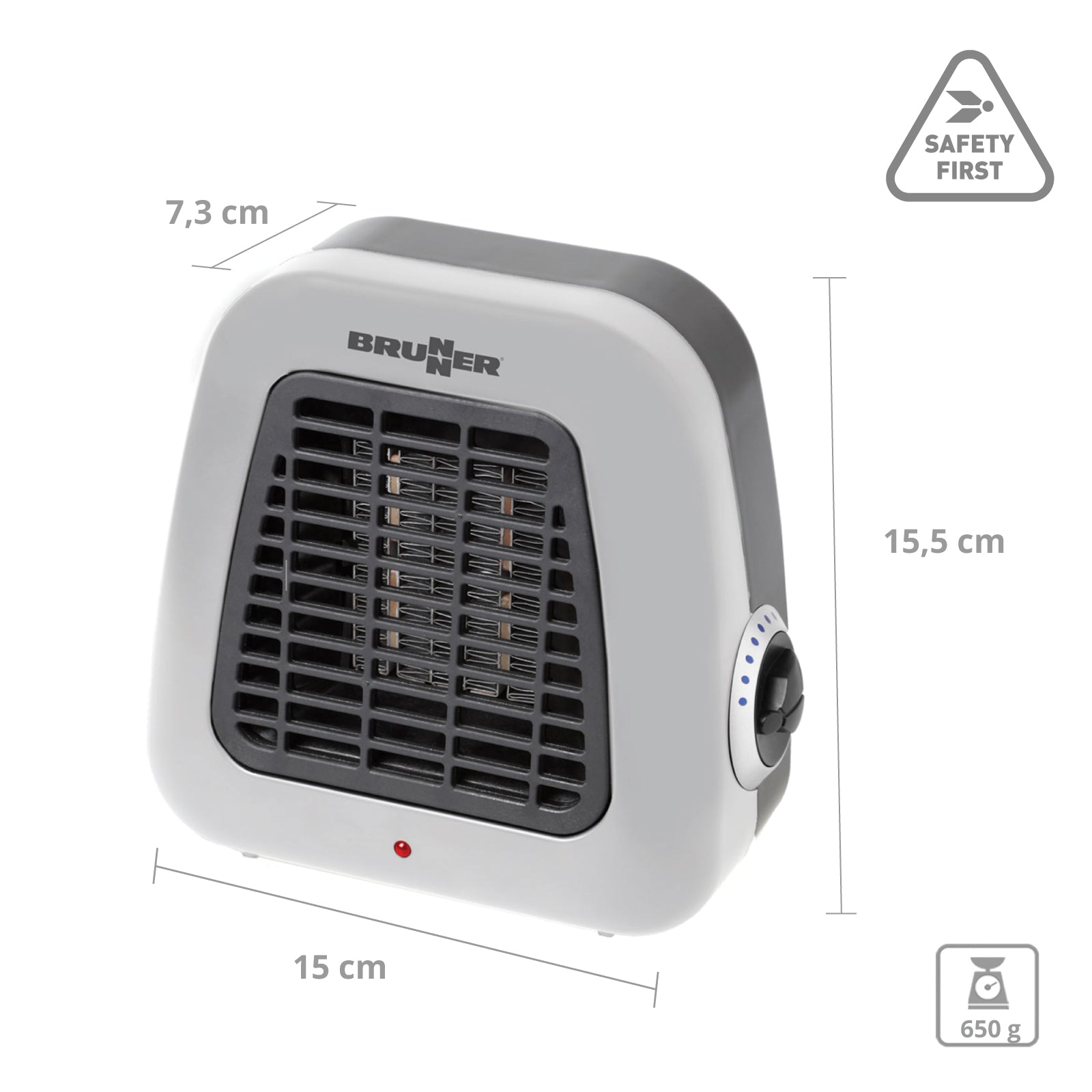 BRUNNER Heizlüfter Keramik Kero Thermostat Camping Energiesparend Leise 500 W