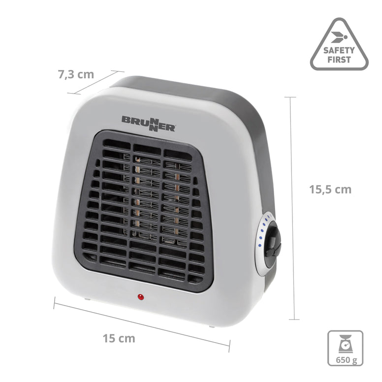 BRUNNER Heizlüfter Keramik Kero Thermostat Camping Energiesparend Leise 500 W