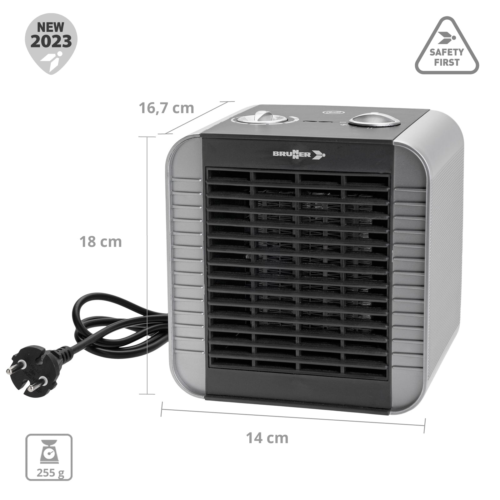 BRUNNER Radiateur soufflant céramique Calensa Thermostat Camping Économie d'énergie Silencieux 1500 W