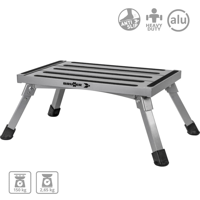 Marchepied pliant BRUNNER GoStep NG pour caravane, camping, marchepied simple antidérapant en aluminium