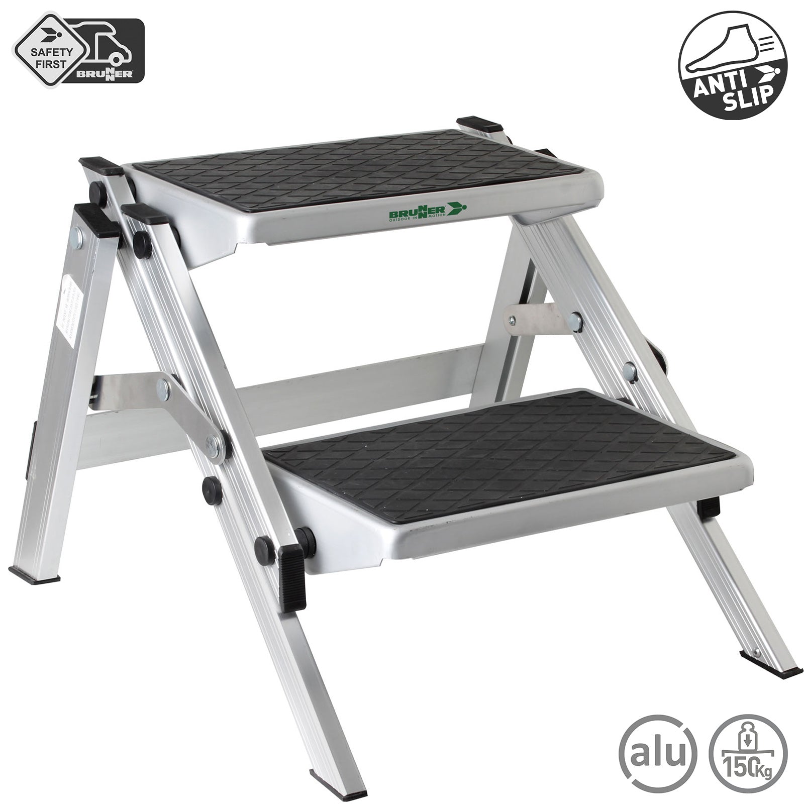 BRUNNER Doppel Trittstufe Ruckstep Alu Wohnwagen Einstieg Tritt Camping Leicht