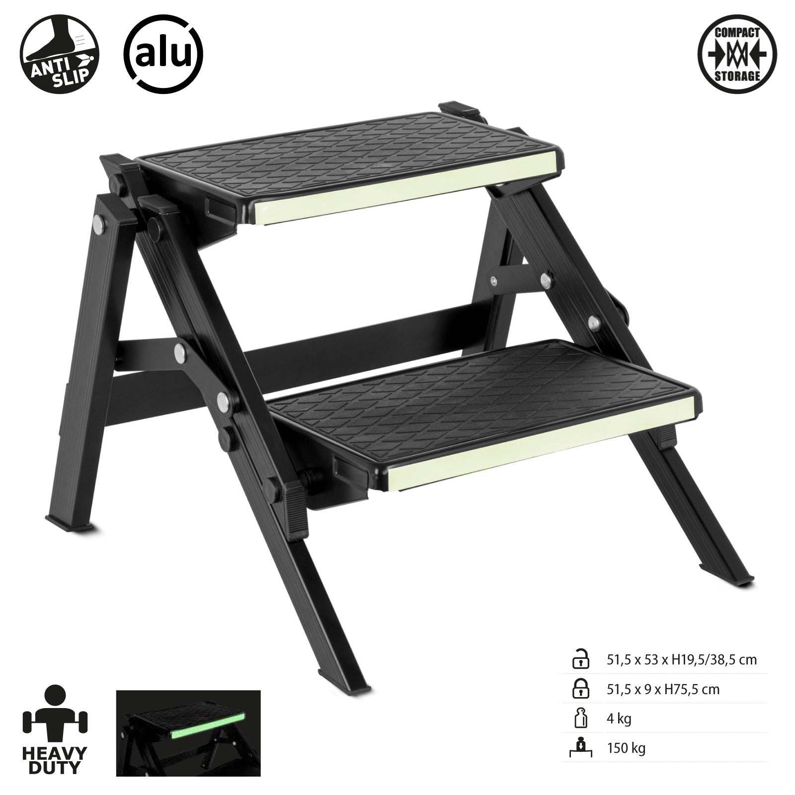BRUNNER Doppel Trittstufe Ruckstep Black Fluo Wohnwagen Einstieg Camping Tritt