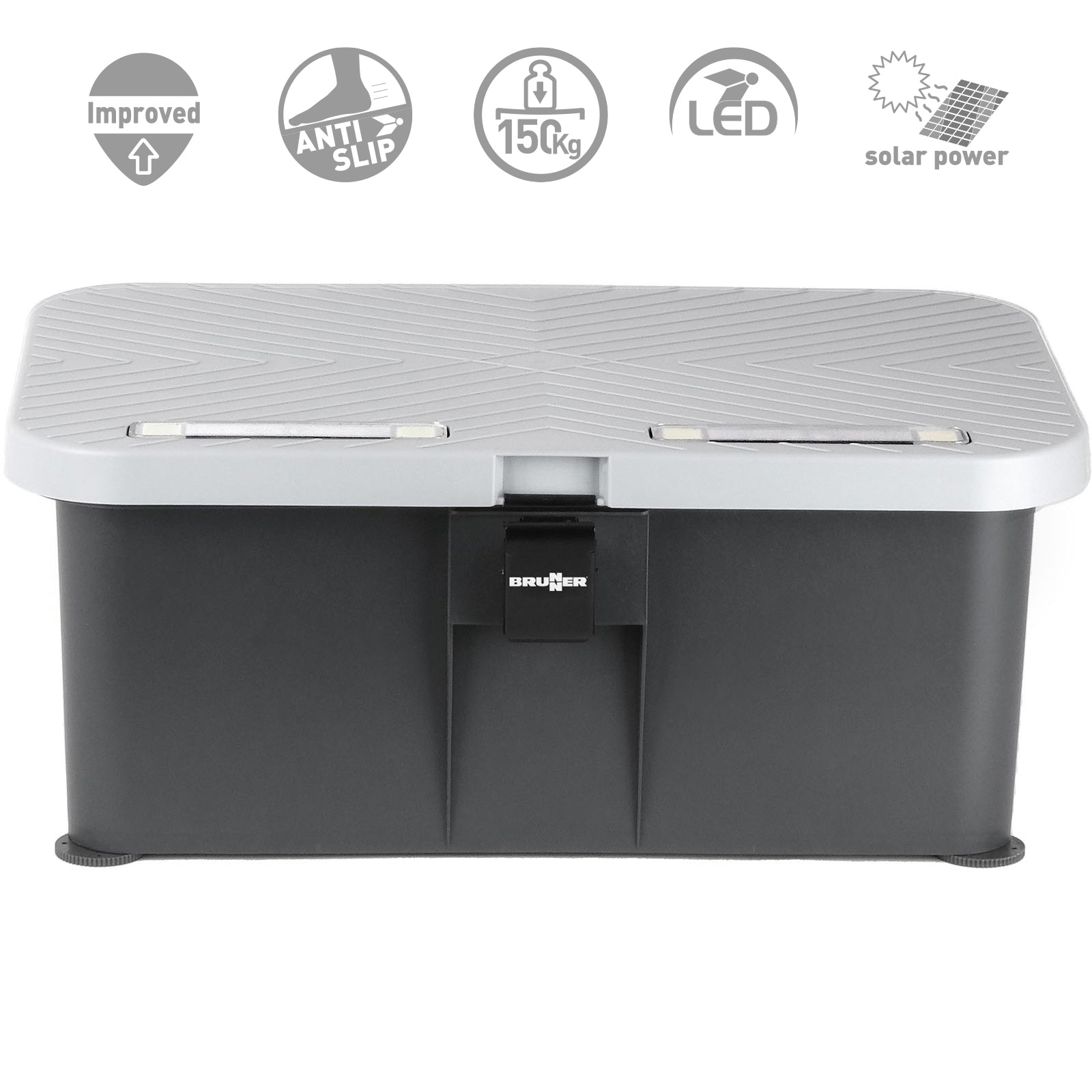 BRUNNER Einzel Tritt Stufe Box Step NG Wohnmobil Aufbewahrung Camping Hocker LED