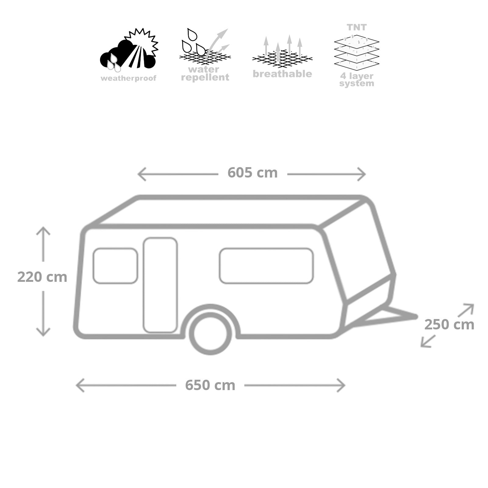 BRUNNER Caravan Protective Cover 12M Tarpaulin Cover 600-650 cm