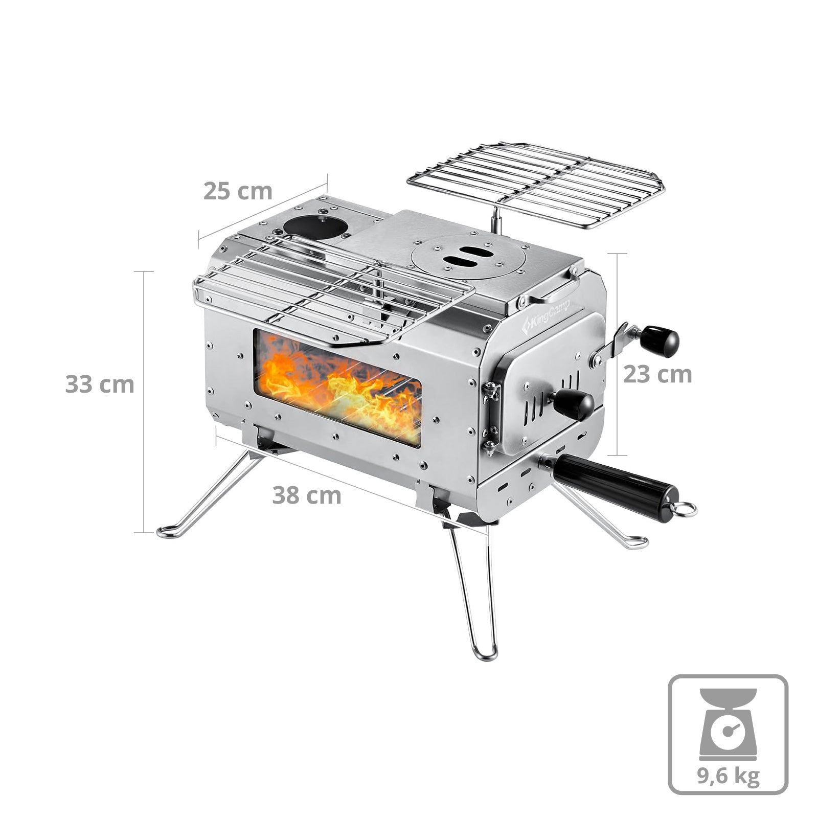 Four de tente KINGCAMP Greenland M Cuisine extérieure Mini réchaud de camping Chauffage en acier