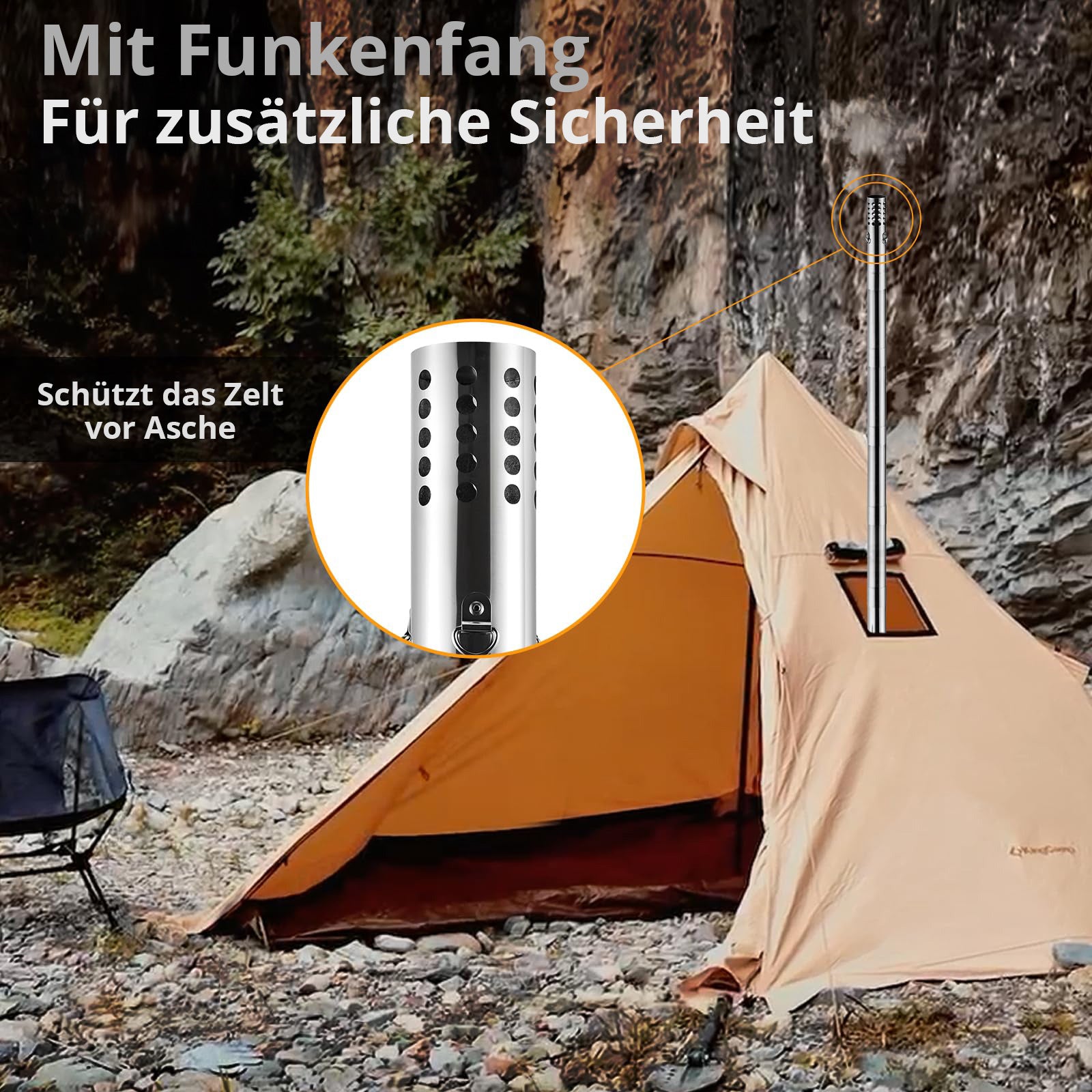 Four de tente KINGCAMP Greenland M Cuisine extérieure Mini réchaud de camping Chauffage en acier