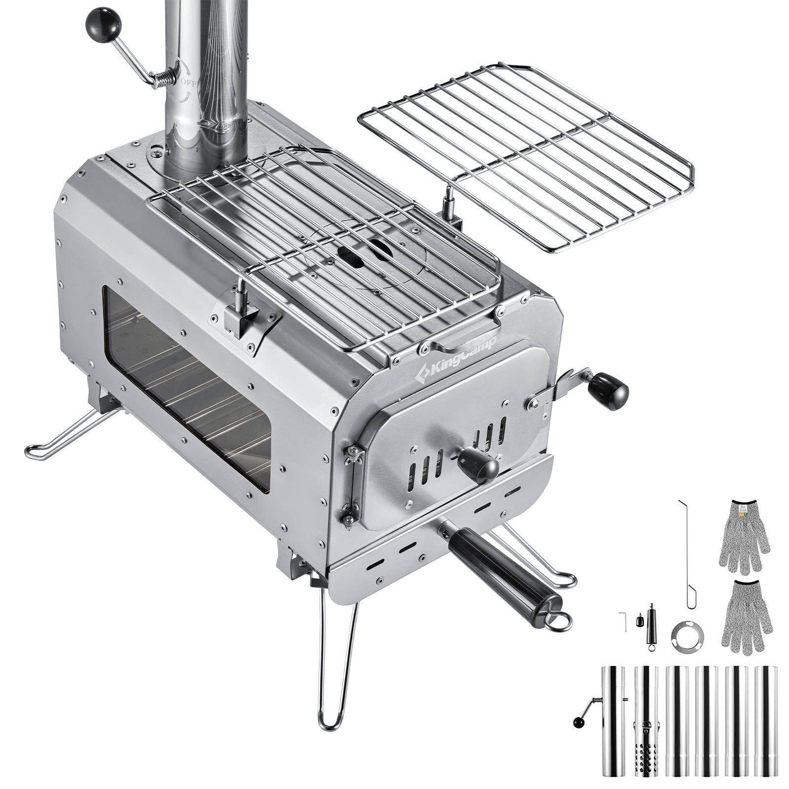 Four de tente KINGCAMP Greenland L Cuisine extérieure Mini réchaud de camping Chauffage Acier