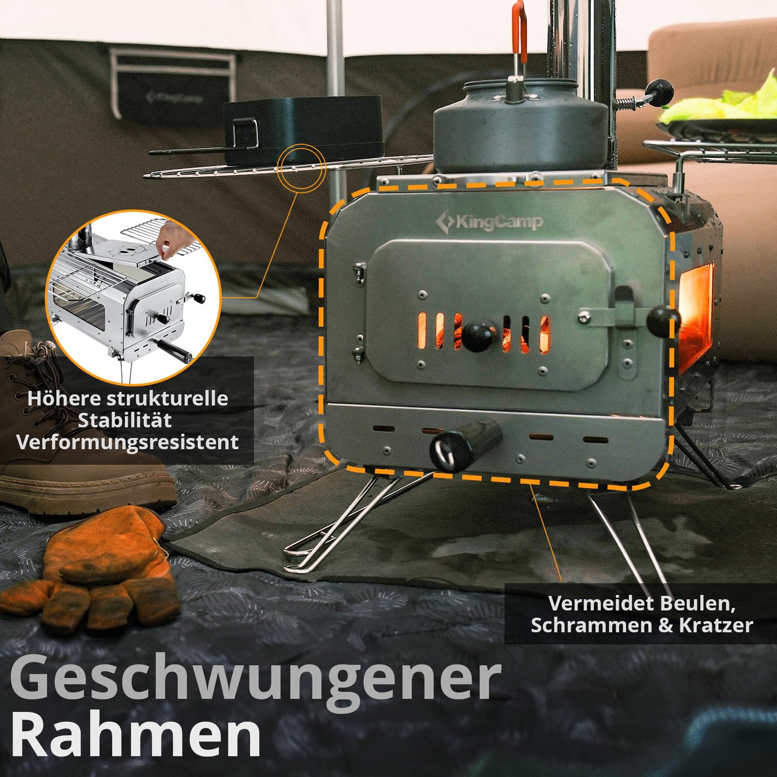 KINGCAMP Tent Oven Greenland L Outdoor Kitchen Mini Camping Stove Heater Steel