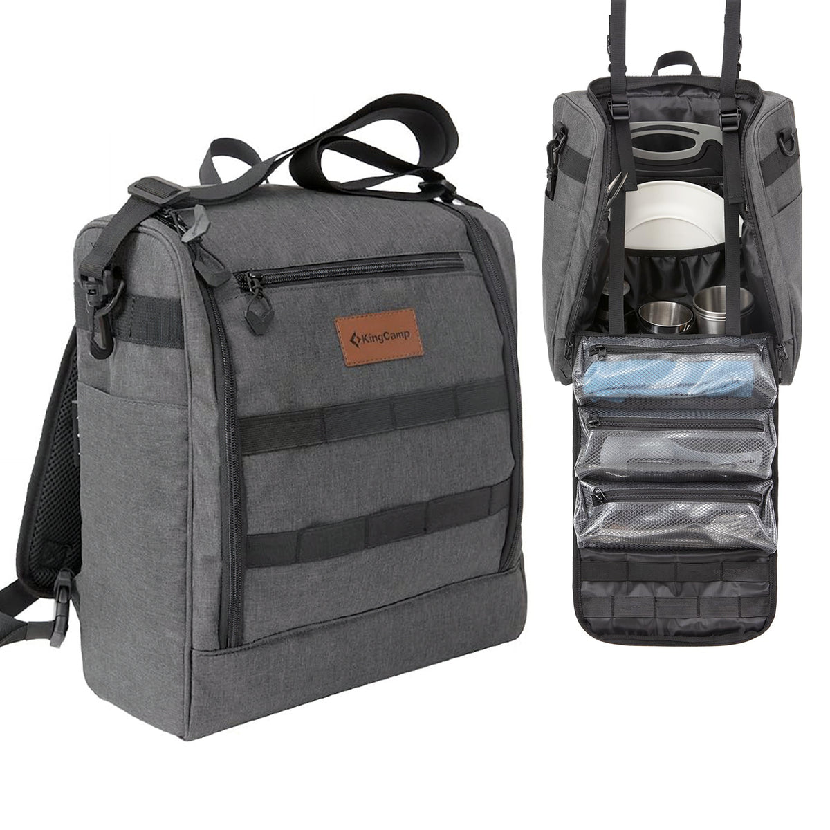 camping aufbewahrung geschirr KINGCAMP Küchen Kitchen Organizer Picknick Tasche Auf 2-stöckiger/3-stöckiger Druckerständer mit zwei Aufbewahrungsfunktionen Frame Size:XL