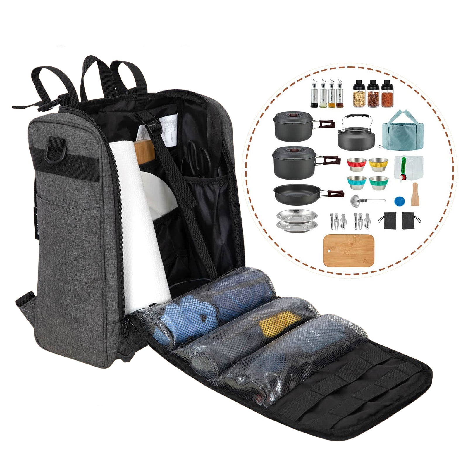 KINGCAMP Camping Küchen Kitchen Organizer Picknick Tasche Geschirr Aufbewahrung