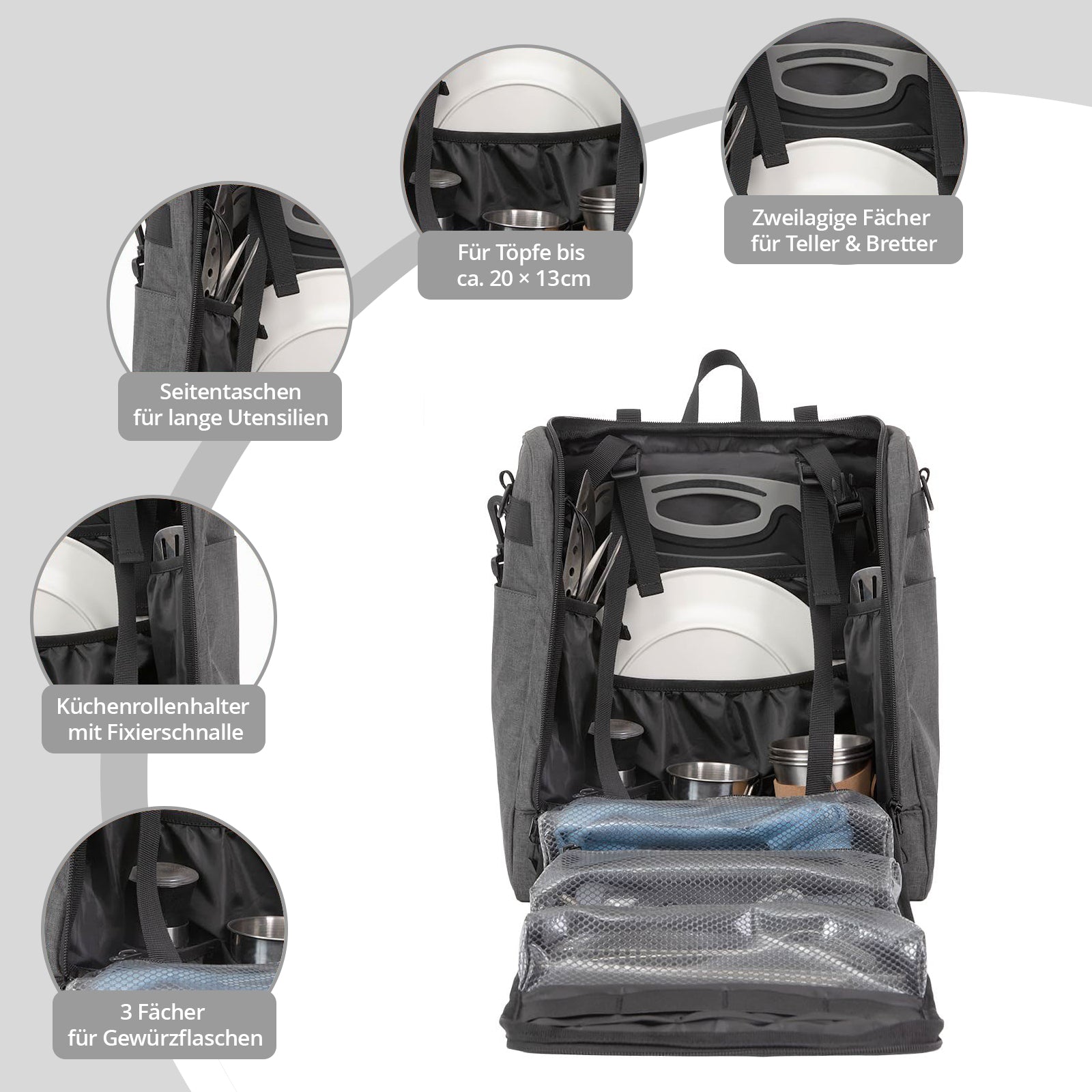 KINGCAMP Camping Küchen Kitchen Organizer Picknick Tasche Geschirr Aufbewahrung
