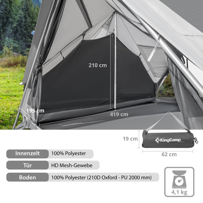 KINGCAMP Innenzelt Für Khan Palace 4 Personen Kabine Glamping Zelt Campingzelt