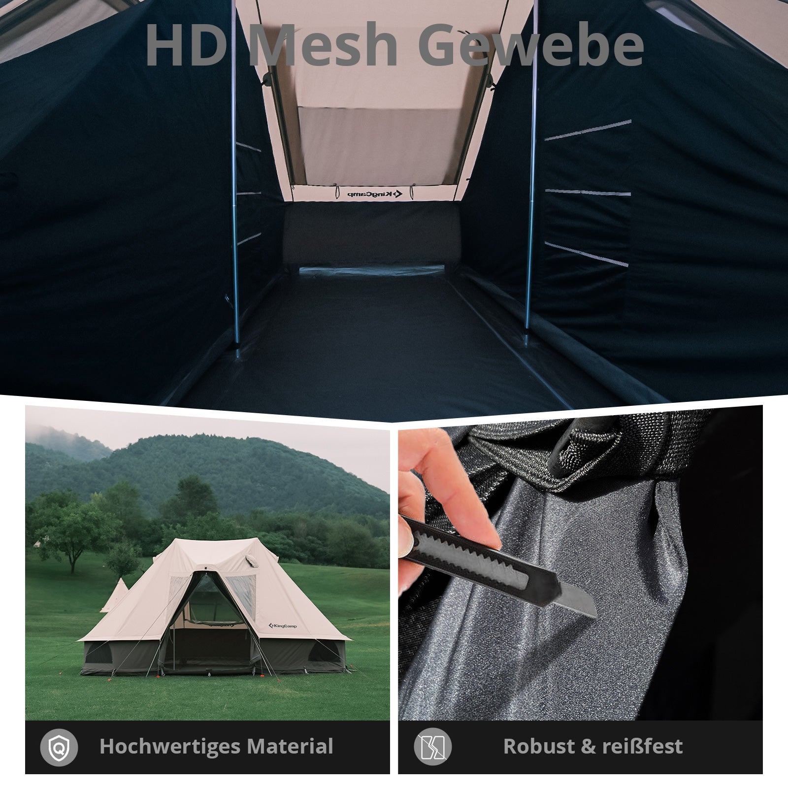 Tente intérieure KINGCAMP pour Khan Villa – Tente de glamping 2 personnes – Tente de camping