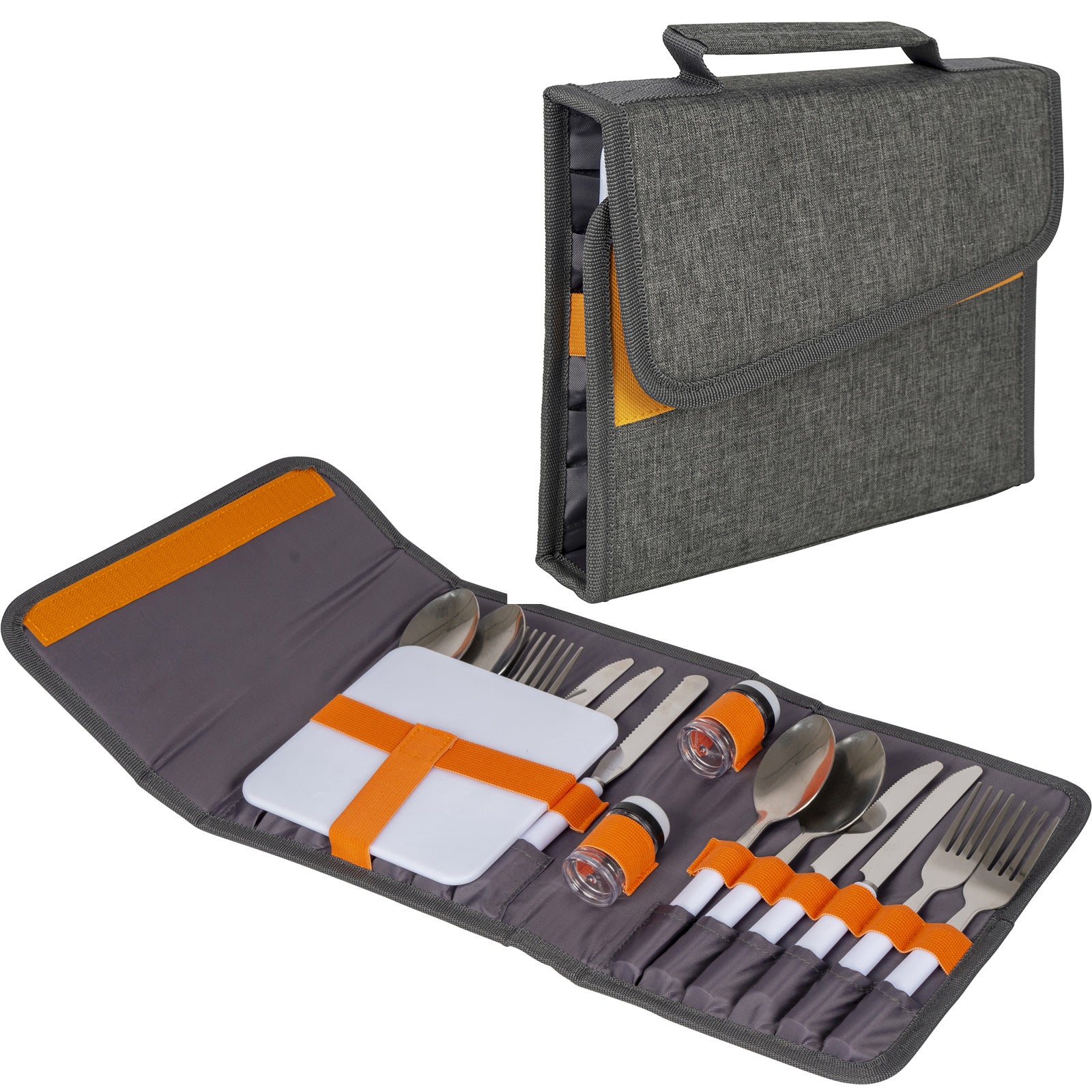 BO-CAMP Camping Besteckset Essbesteck Etui Gabel Messer Löffel Edelstahl 17 tlg.