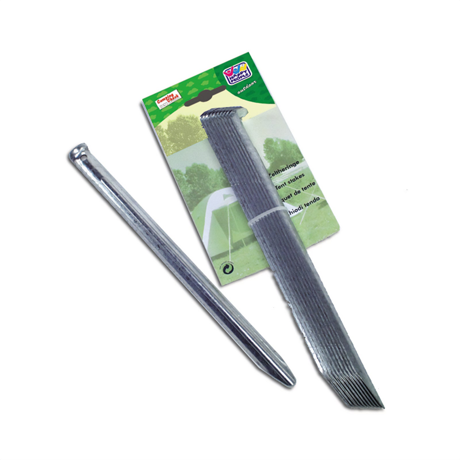 10 x Hering 23 cm Zeltnagel - Zelt Hering Erdnagel Gras & Sand - halbrund Stahl